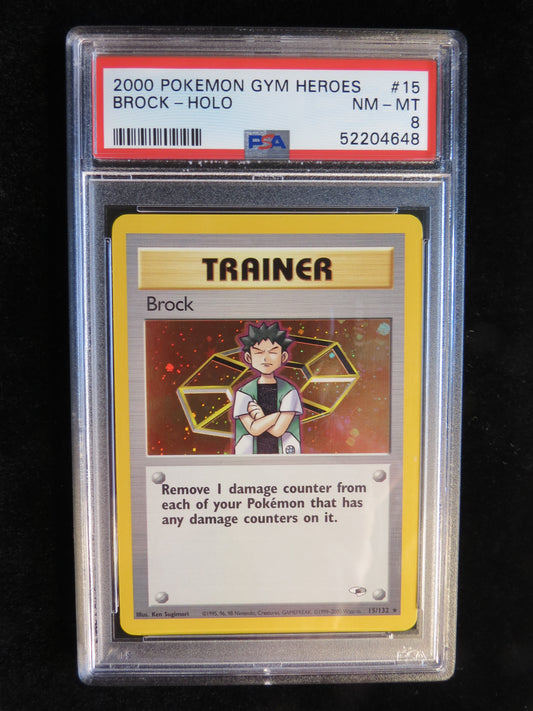 Brock Holo 15/132 Gym Heroes PSA 8 Graded Pokemon Card