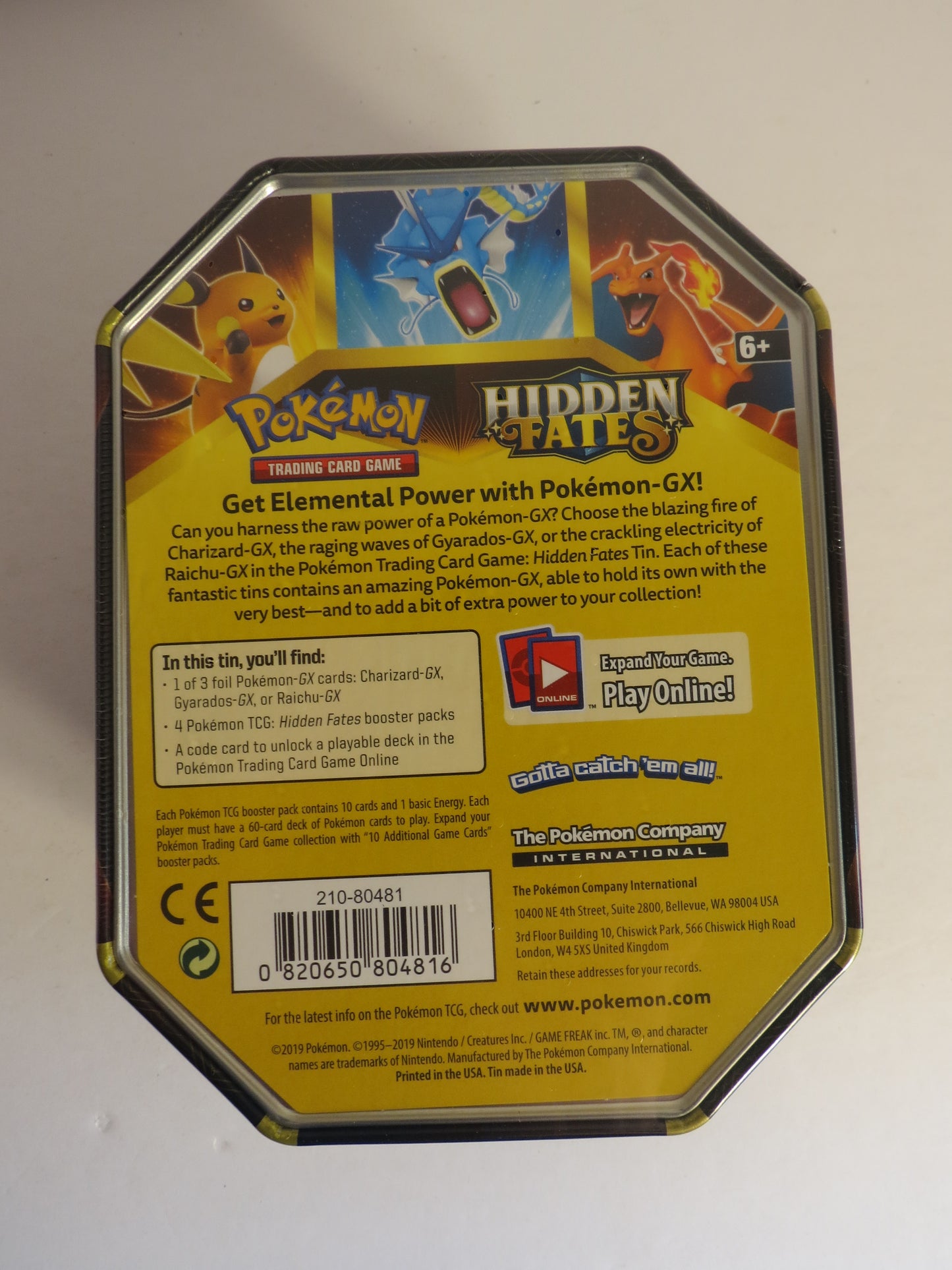 Pokemon Hidden Fates Charizard GX Tin Sealed