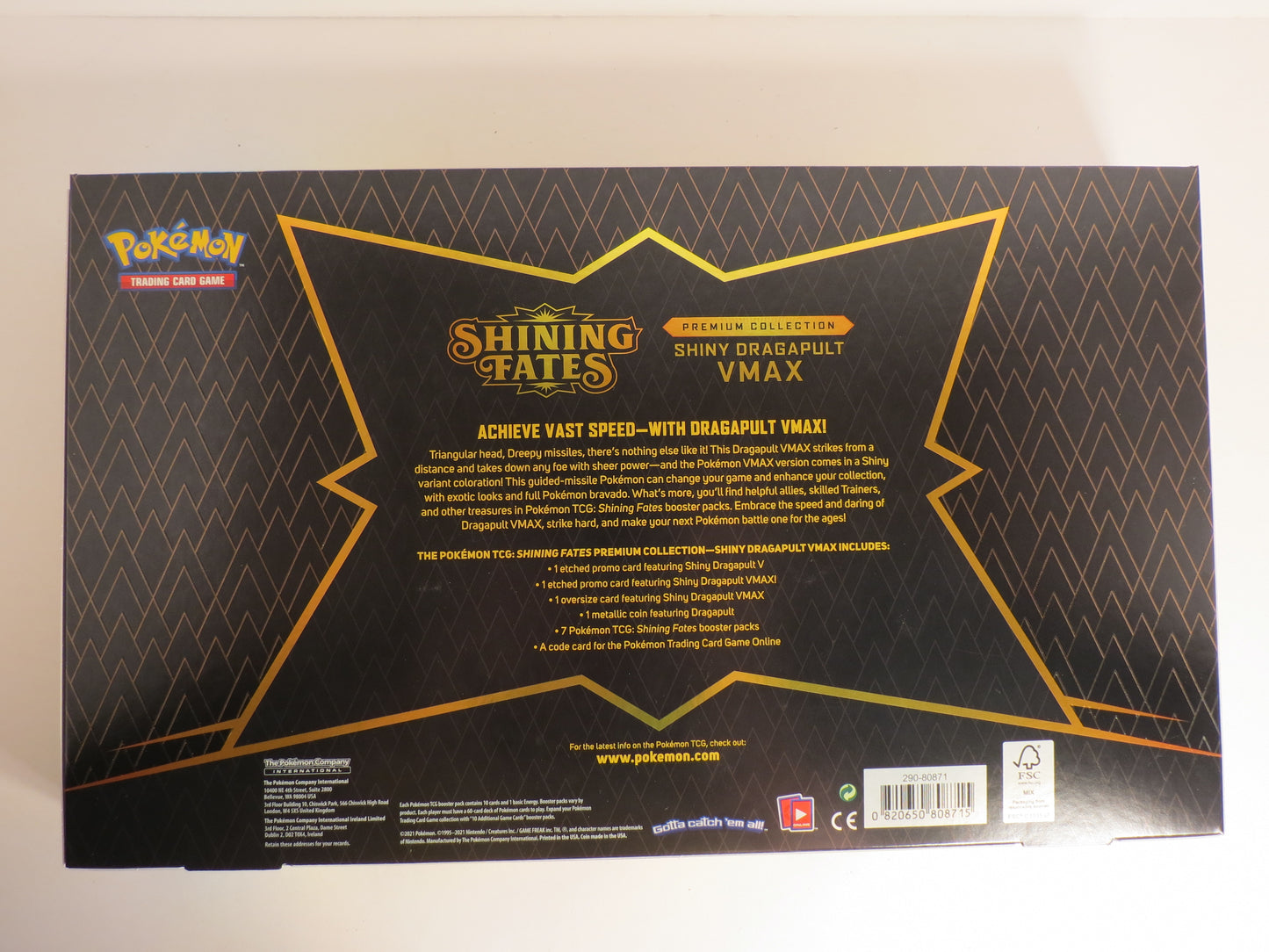 Shiny Dragapult Vmax Premium Collection Box Shining Fates Collection Box Pokemon Sealed