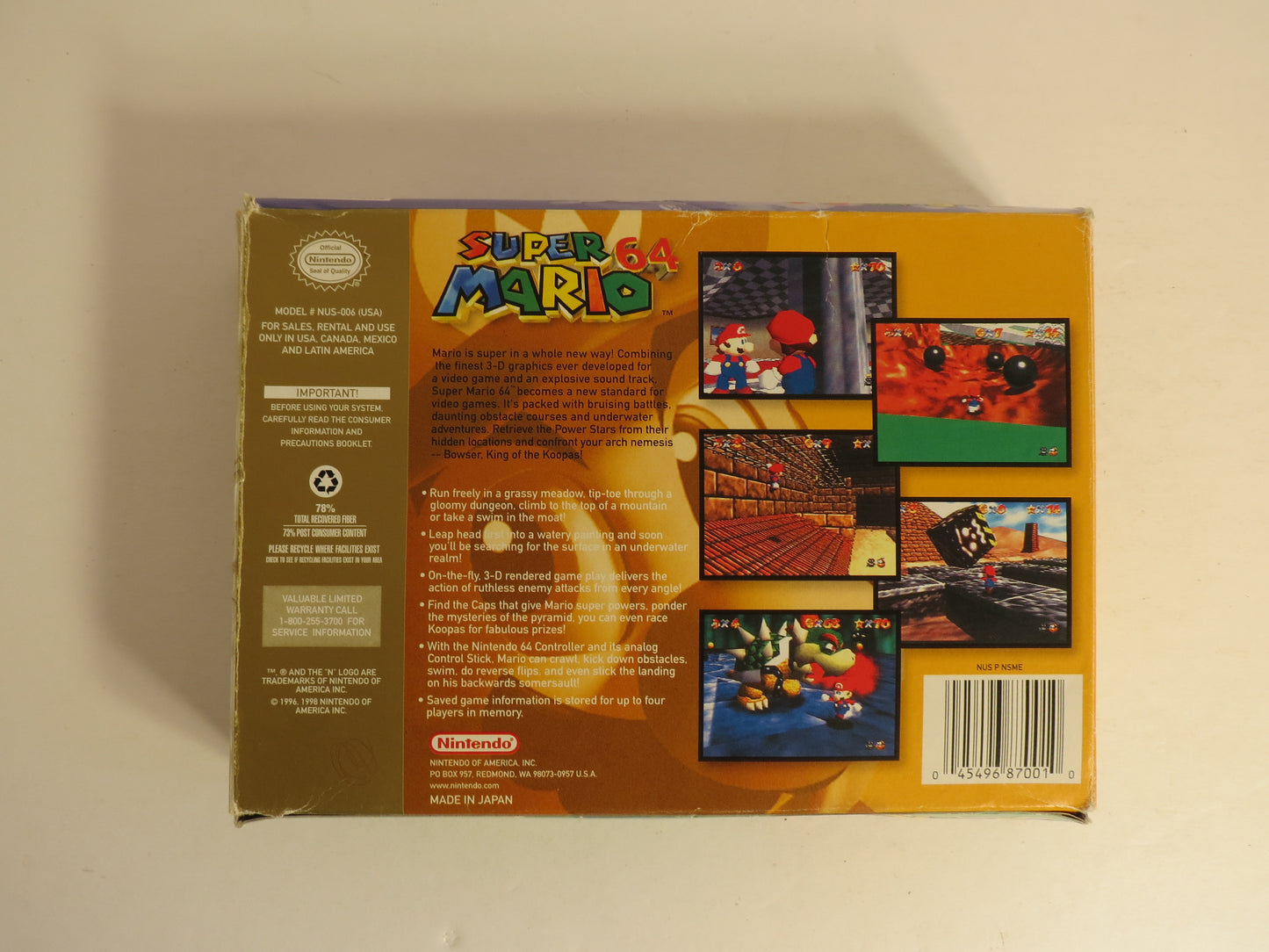 Super Mario 64 Nintendo 64 Game CIB N64 Player's Choice