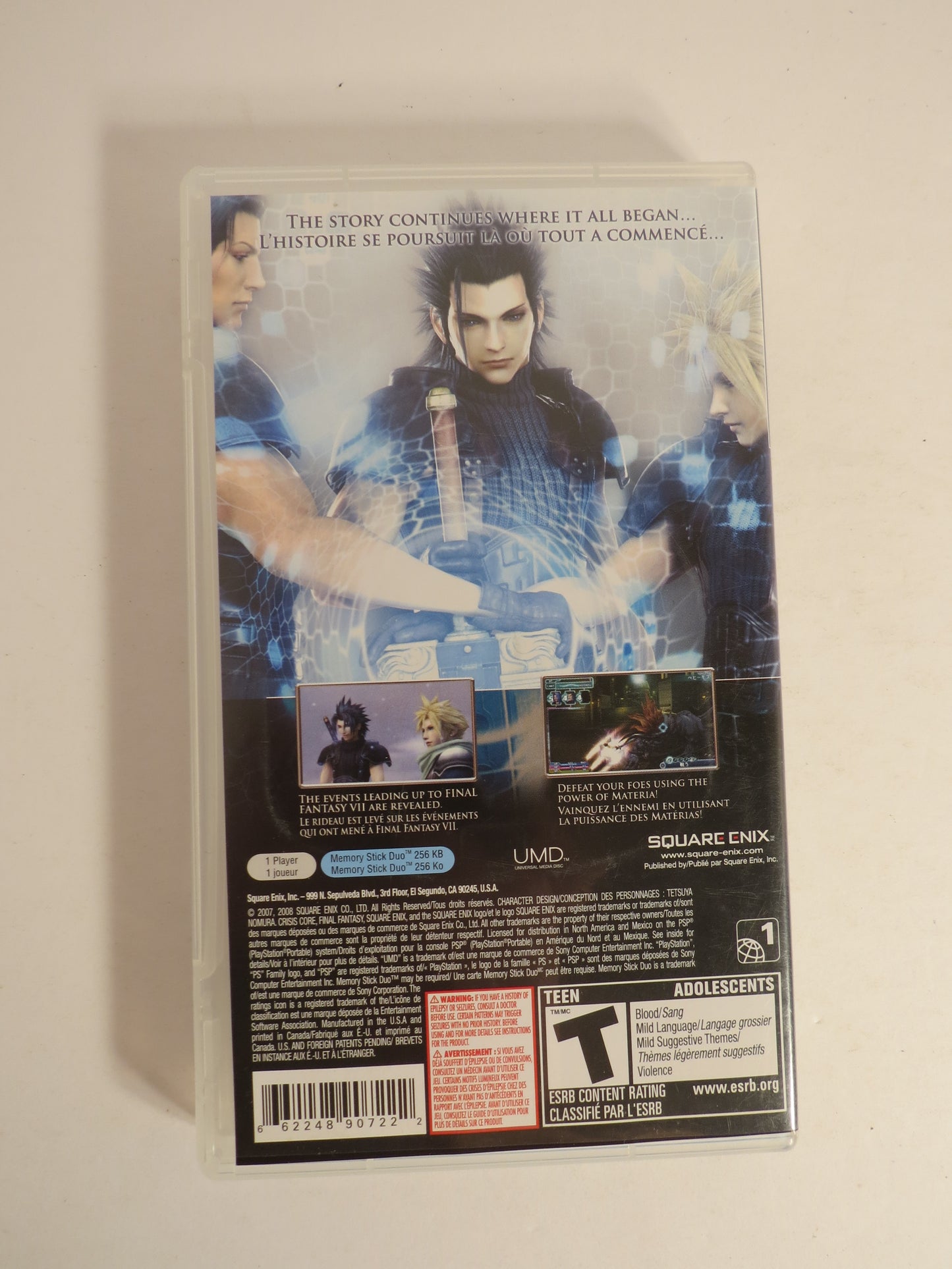 Crisis Core Final Fantasy VII PSP Game CIB Playstation Portable