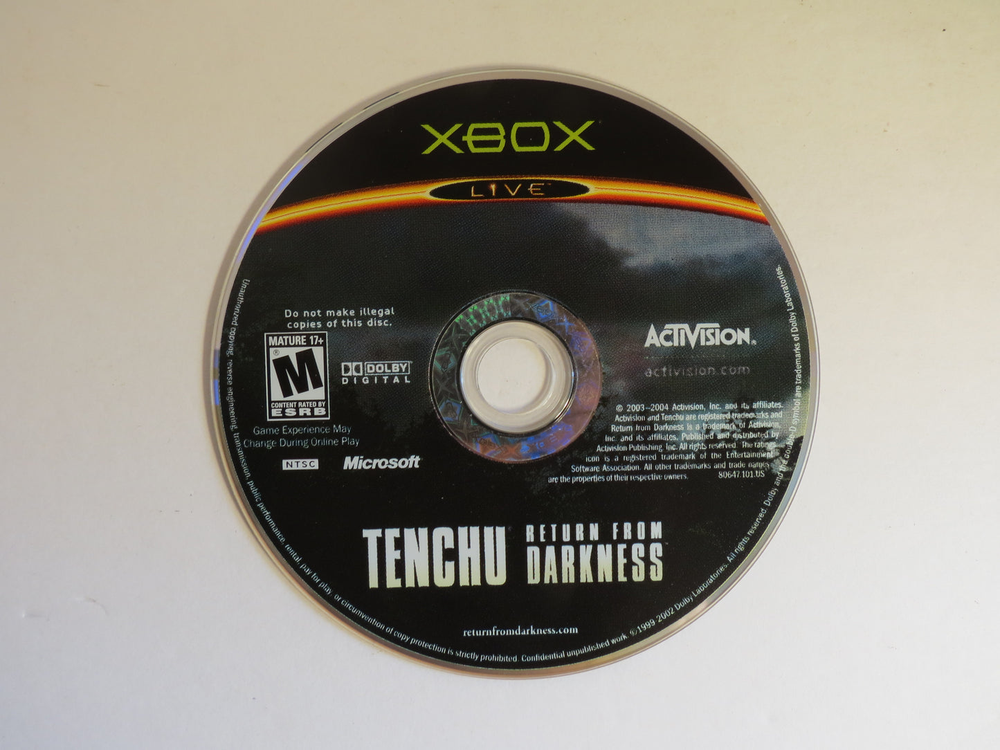 Tenchu Return From Darkness Xbox Game CIB