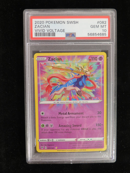 Zacian Amazing Rare 082/185 Vivid Voltage PSA 10 Graded Pokemon Card