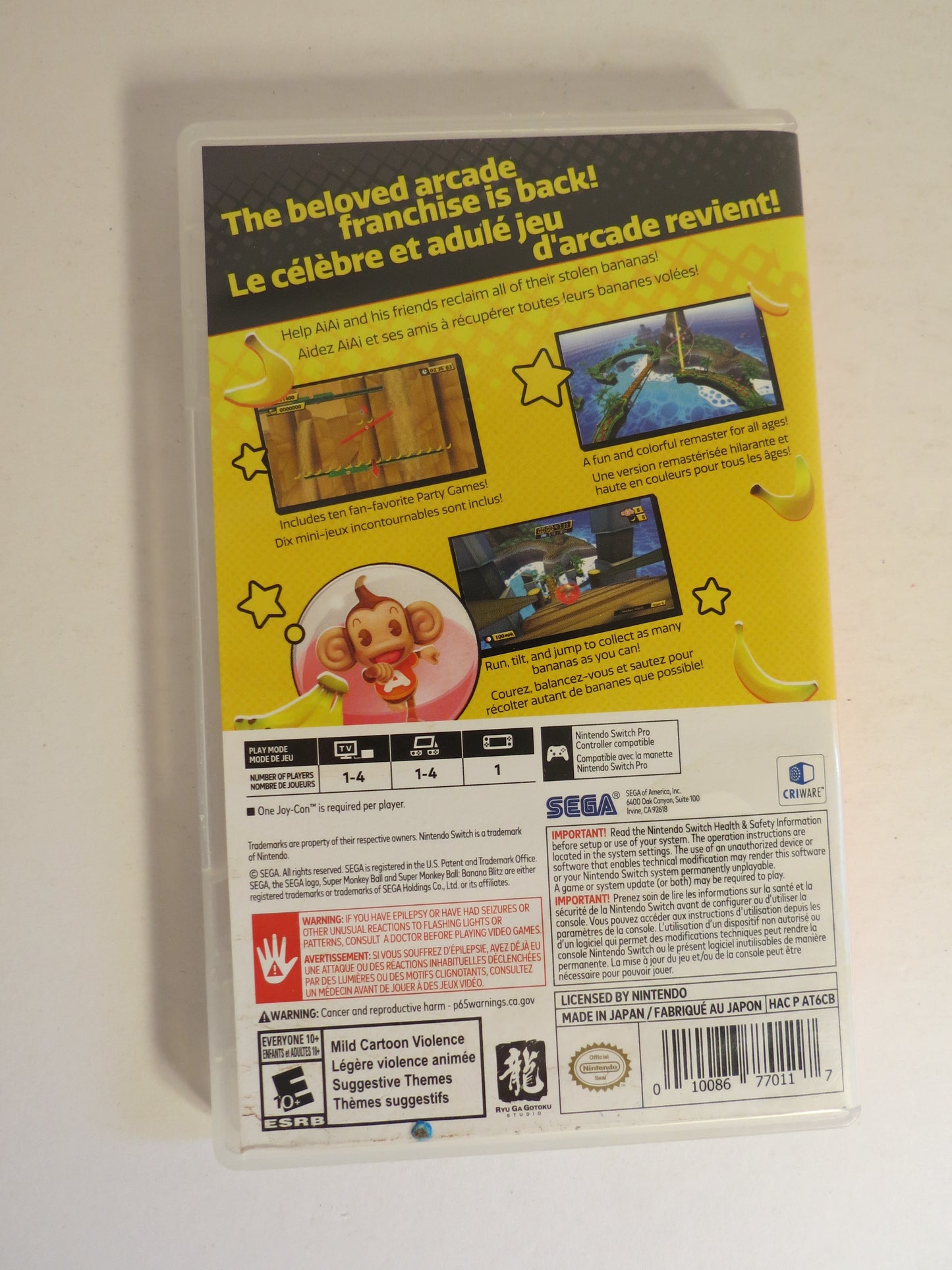 Super Monkey Ball: Banana Blitz HD Nintendo Switch Game CIB