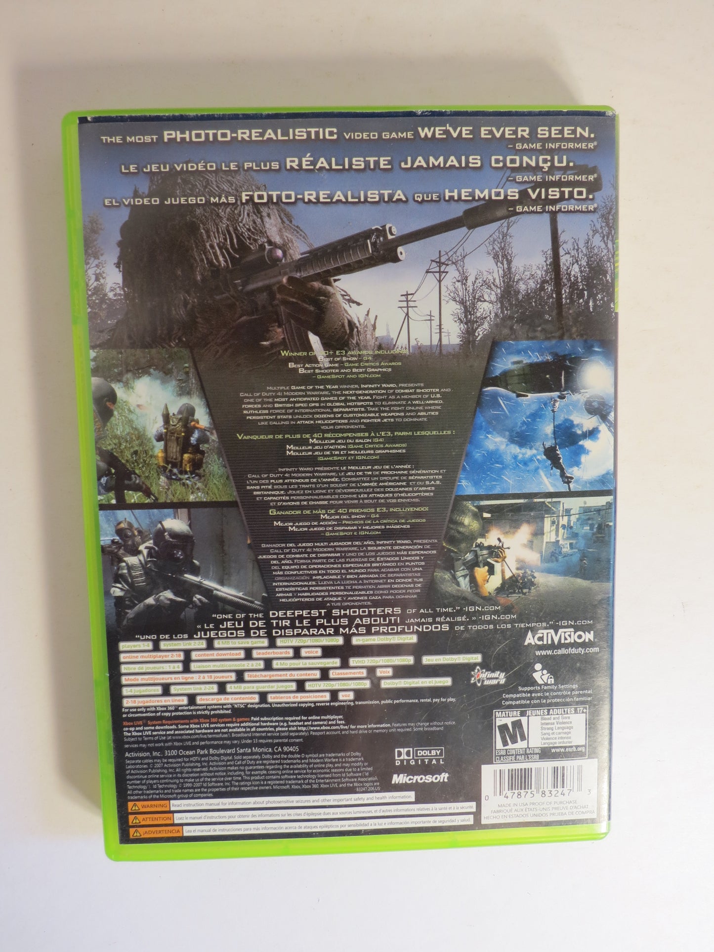 Call of Duty 4 Modern Warfare Limited Collector's Edition Xbox 360 Game CIB