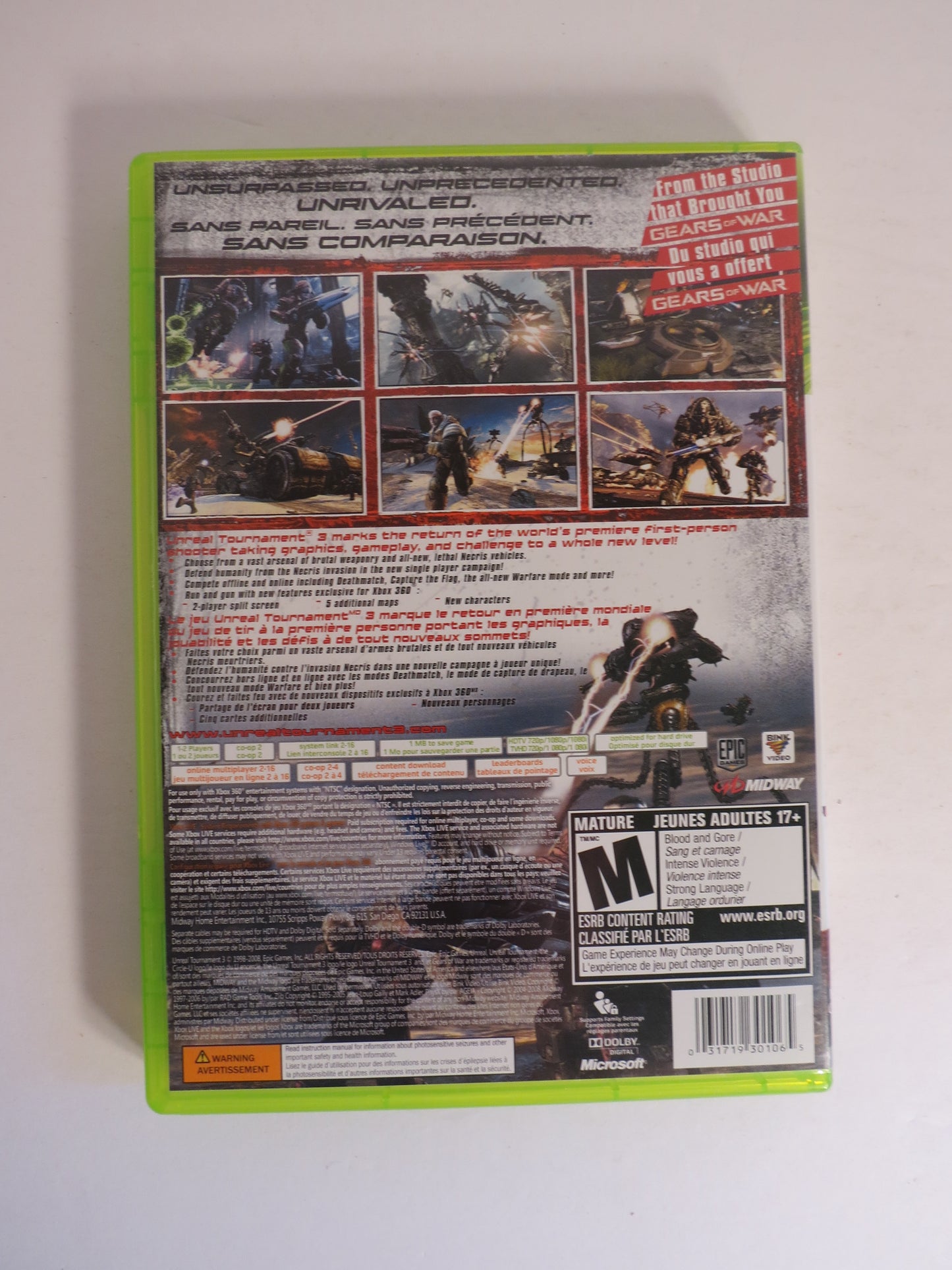 Unreal Tournament III Xbox 360 Game CIB