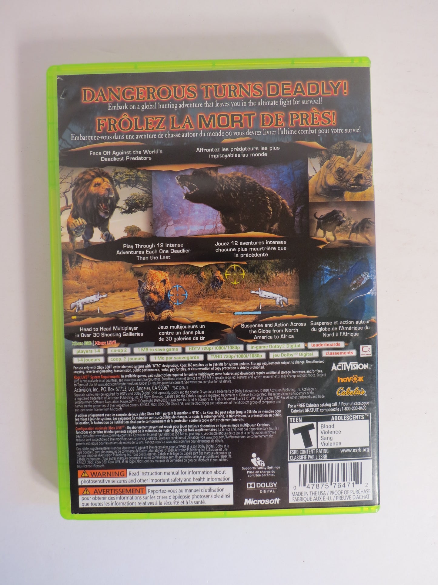 Cabela's Dangerous Hunts 2011 Xbox 360 Game CIB
