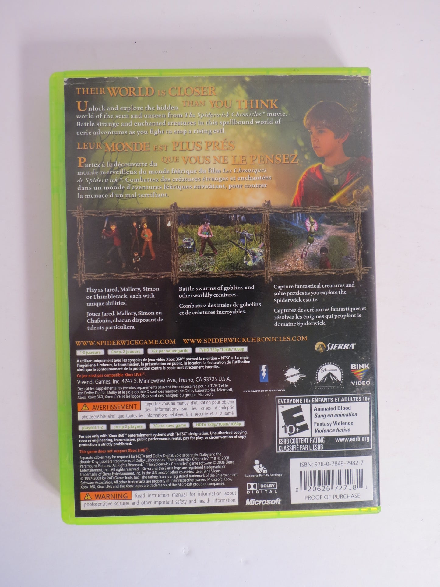 The Spiderwick Chronicles Xbox 360 Game CIB