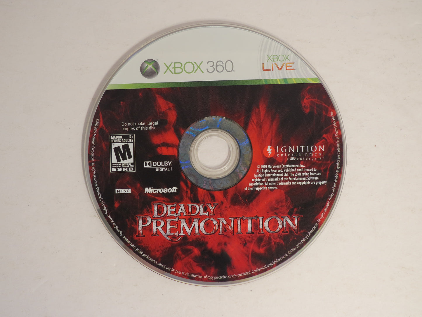 Deadly Premonition Xbox 360 Game CB