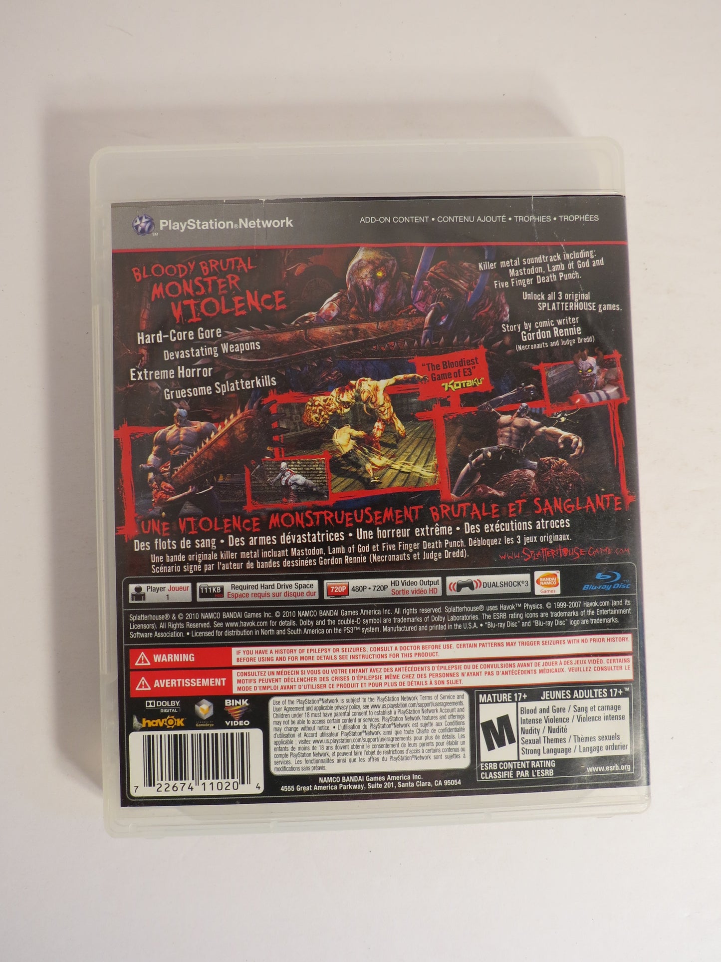 Splatterhouse Playstation 3 PS3 Game CIB