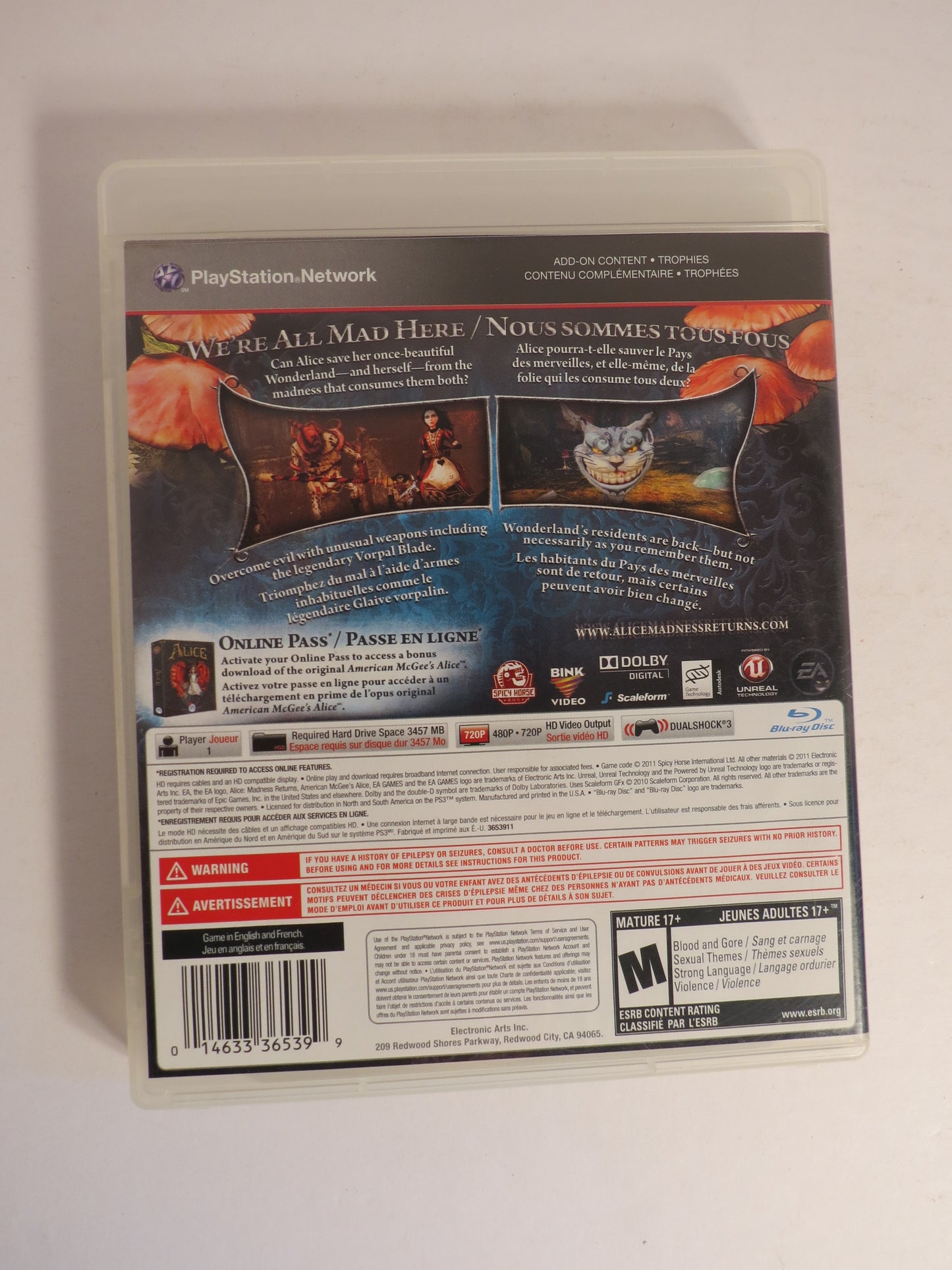 Alice: Madness Returns Playstation 3 PS3 Game CIB