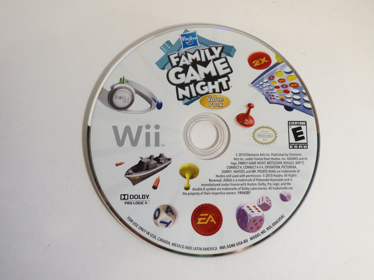 Hasbro Family Game Night Value Pack Nintendo Wii Game CIB