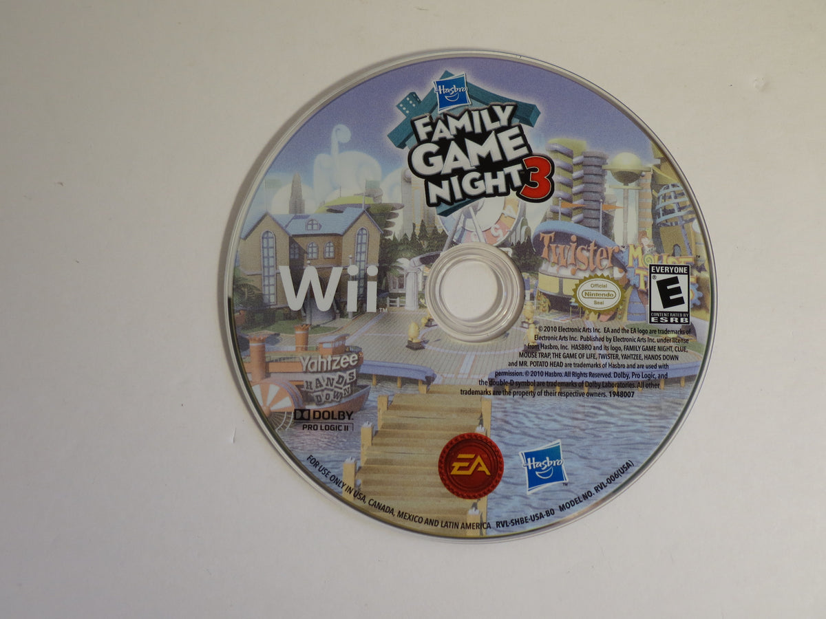 Hasbro Family Game Night 3 Nintendo Wii Game CIB
