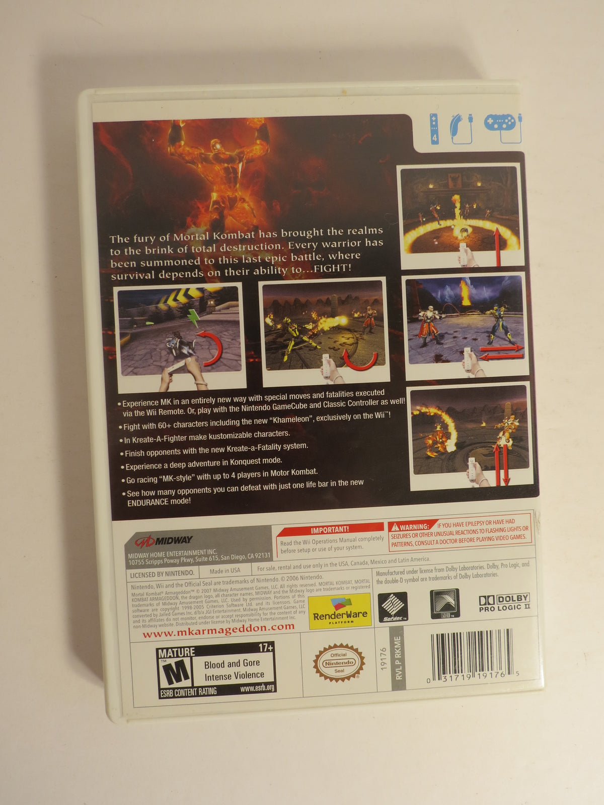 Mortal Kombat Armageddon Nintendo Wii Game CIB