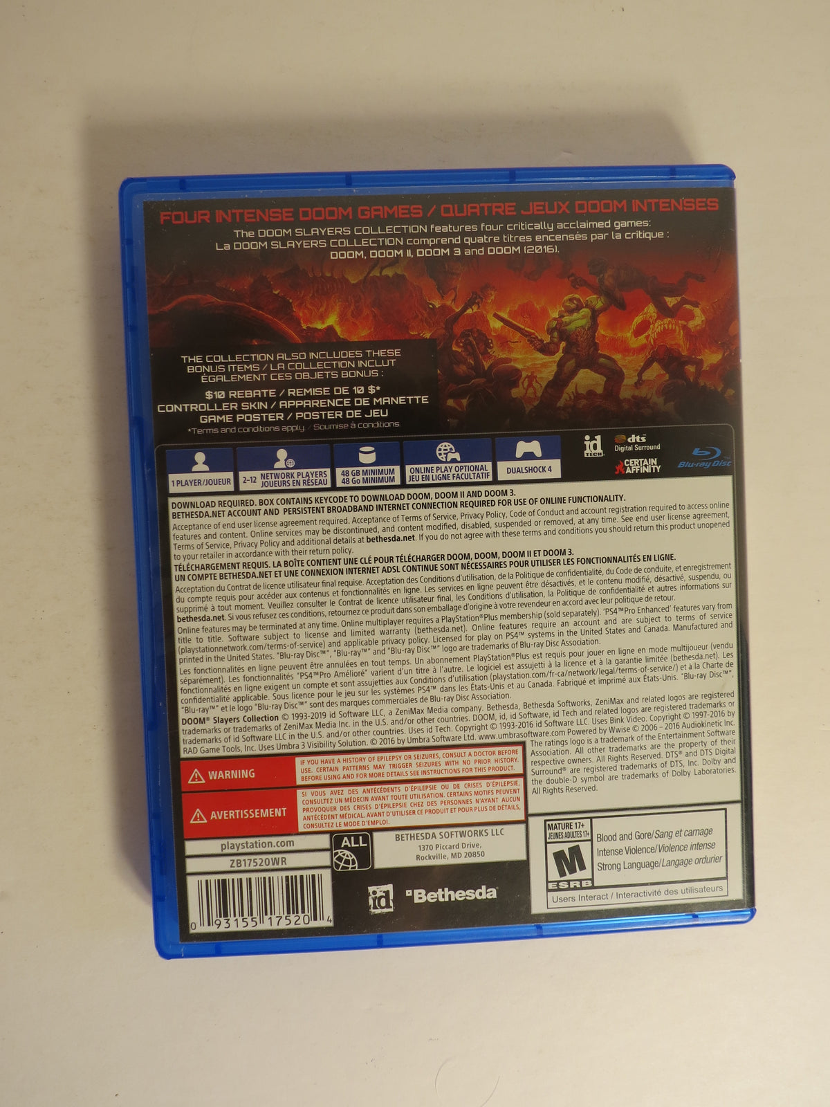 Doom Slayers Collection with Poster Controller Skins Playstation 4 Game PS4 CIB