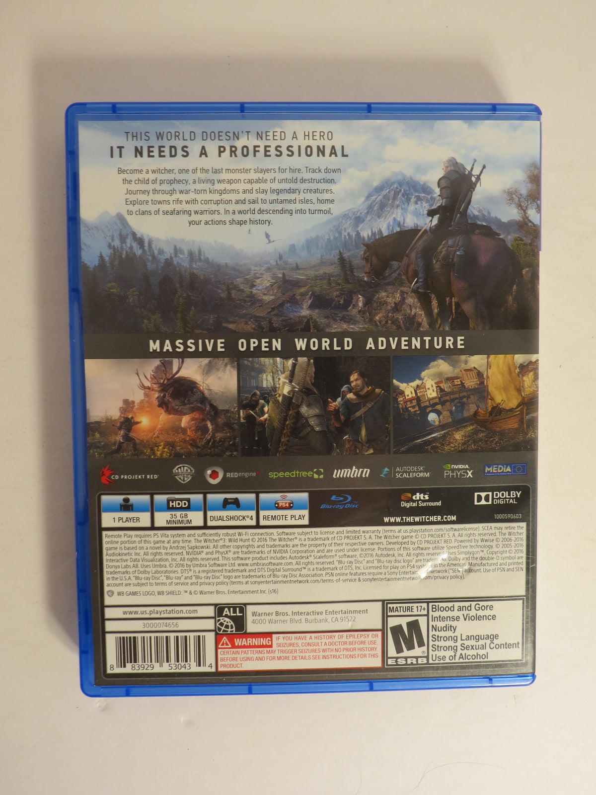 The Witcher III Wild Hunt Playstation 4 Game PS4 CIB