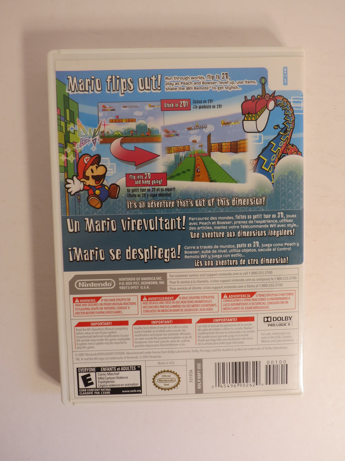Super Paper Mario Nintendo Selects Wii Game CIB