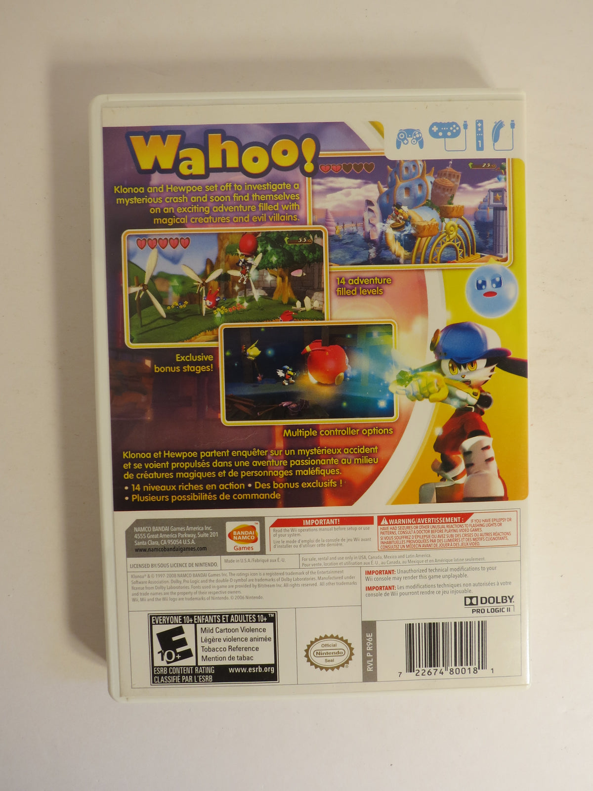 Klonoa Wii Nintendo Wii Game CIB