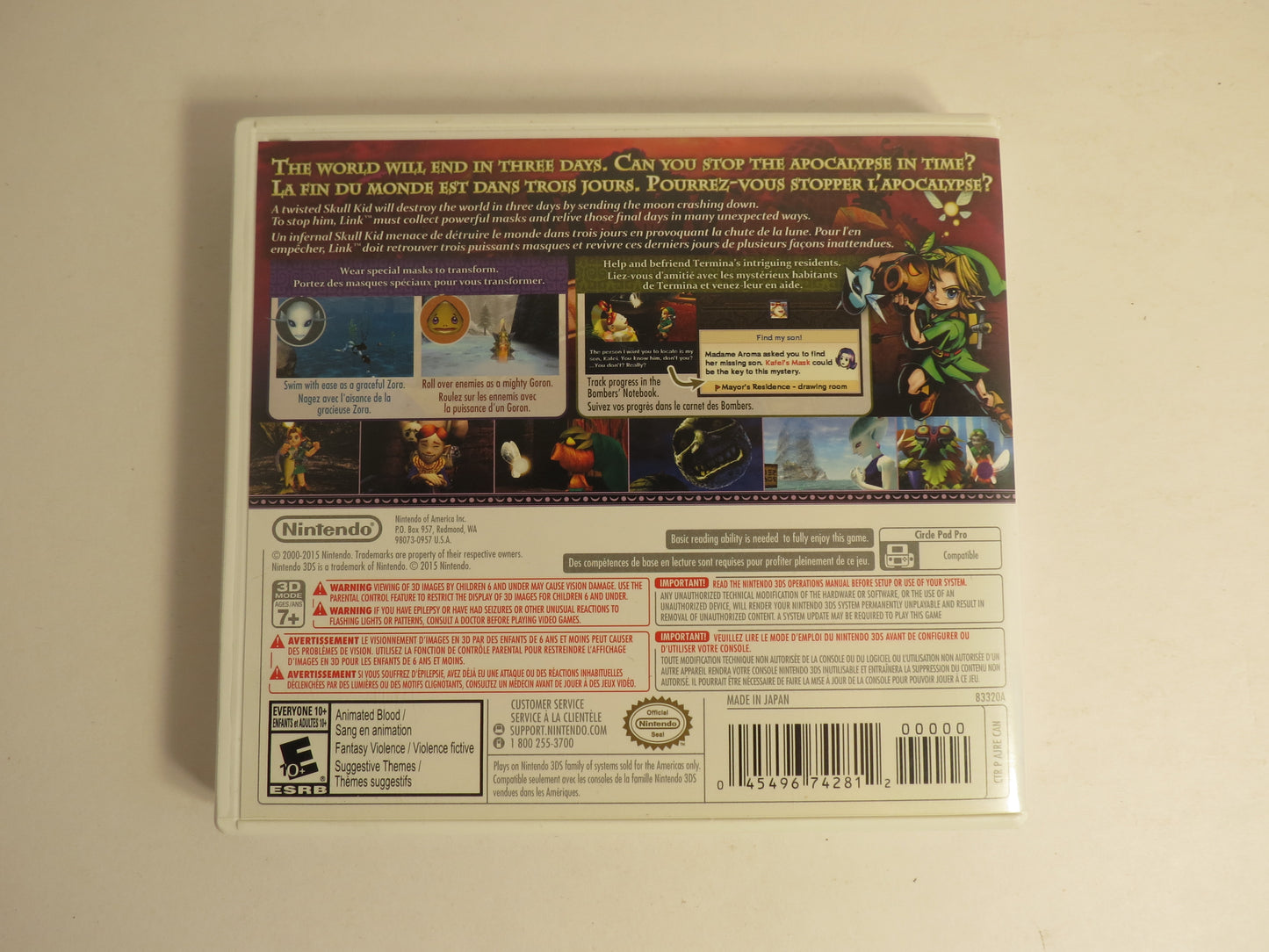 Legend of Zelda Majora's Mask 3D Nintendo 3DS Game CB