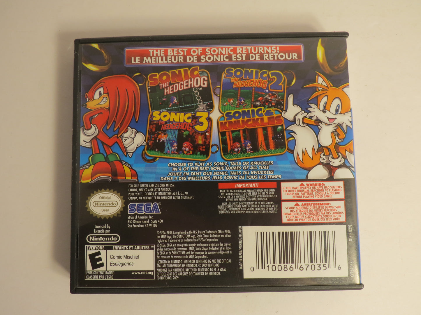 Sonic Classic Collection Nintendo DS Game CIB