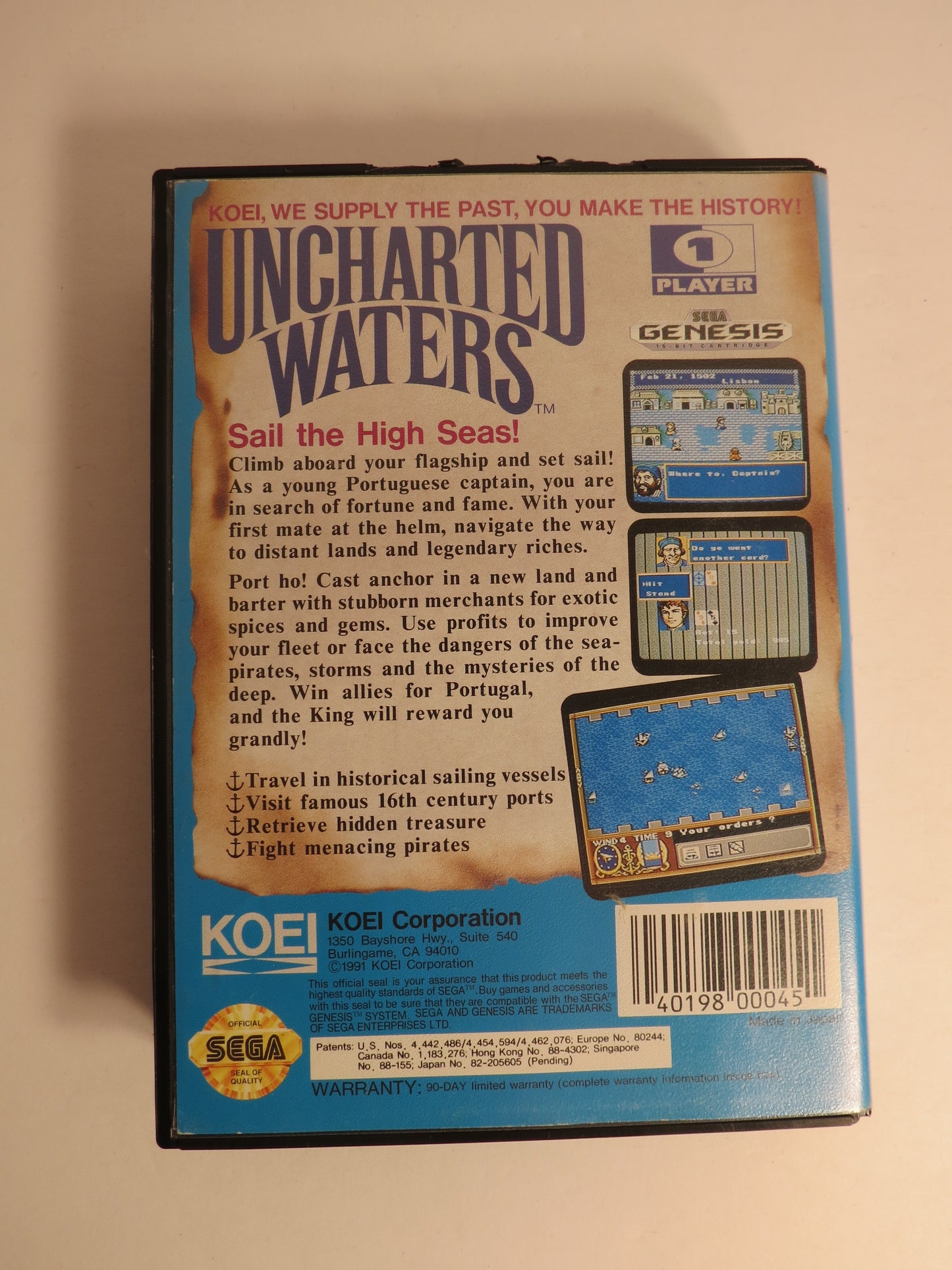 Uncharted Waters Sega Genesis Game CB