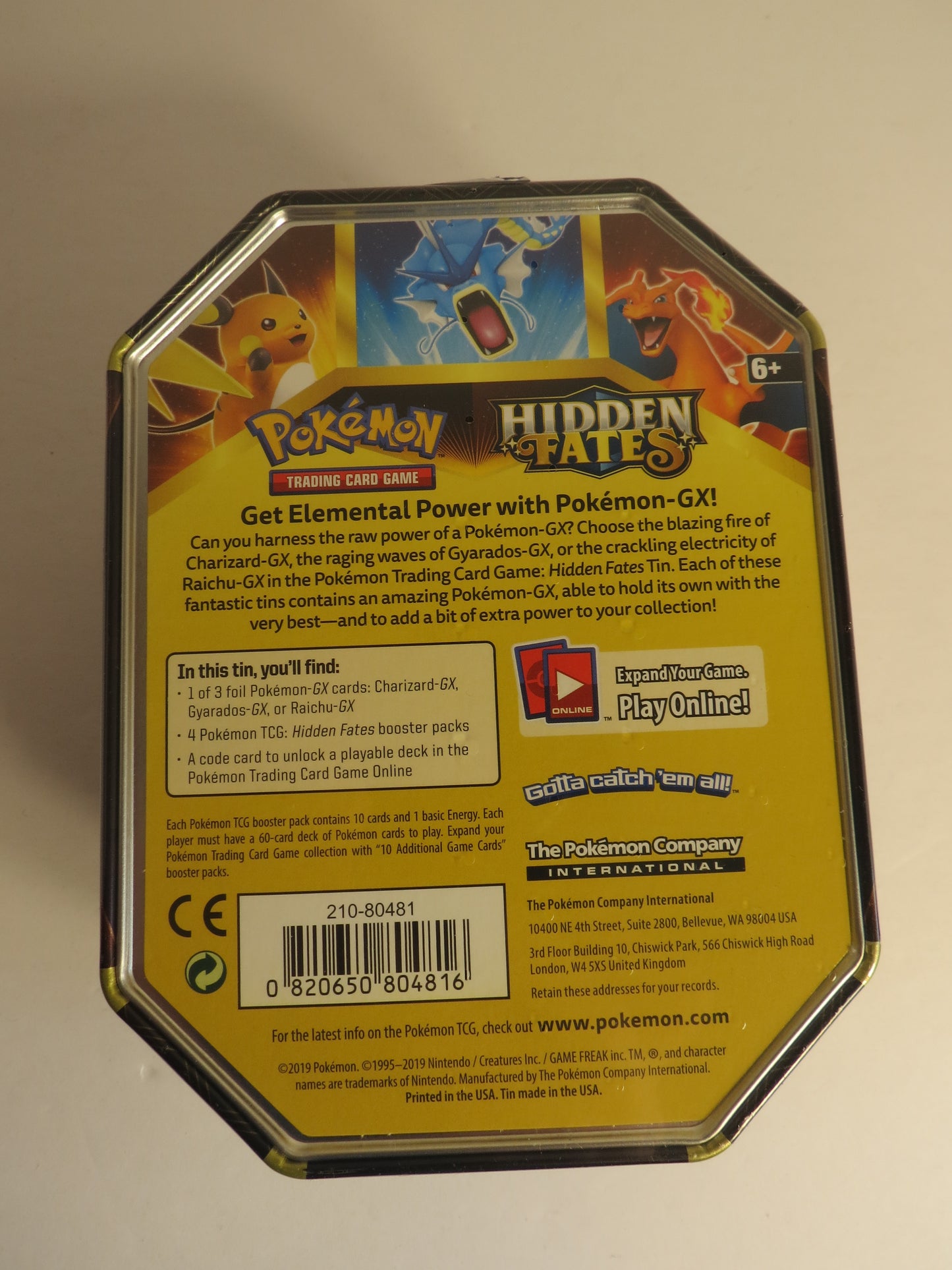 Pokemon Hidden Fates Charizard GX Tin Sealed