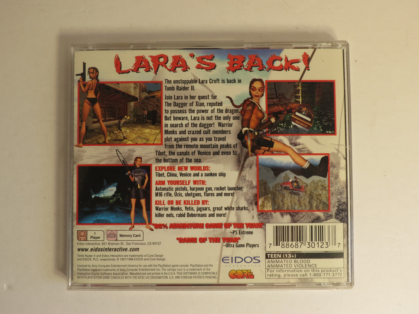 Tomb Raider II Starring Lara Croft Playstation 1 PS1 Game CIB