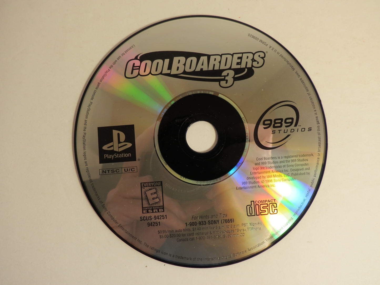 Cool Boarders 3 GH Playstation 1 PS1 Game CIB