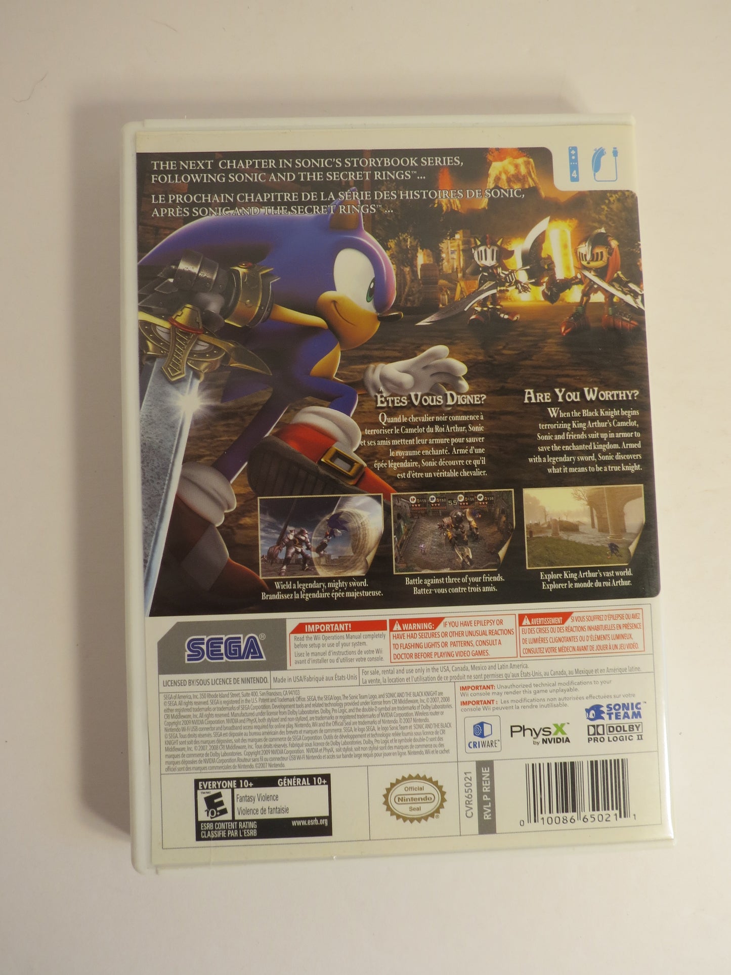 Sonic and the Black Knight Nintendo Wii Game CIB
