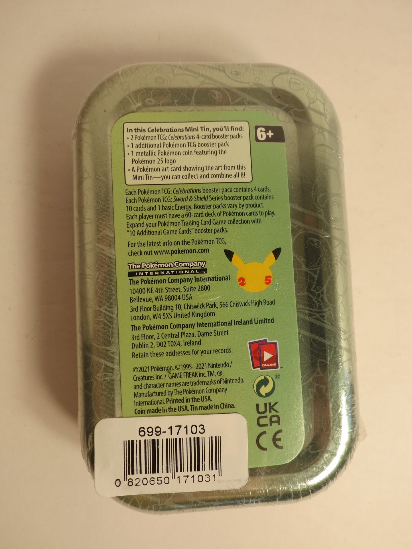Celebrations Pokemon Mini Tin Sealed