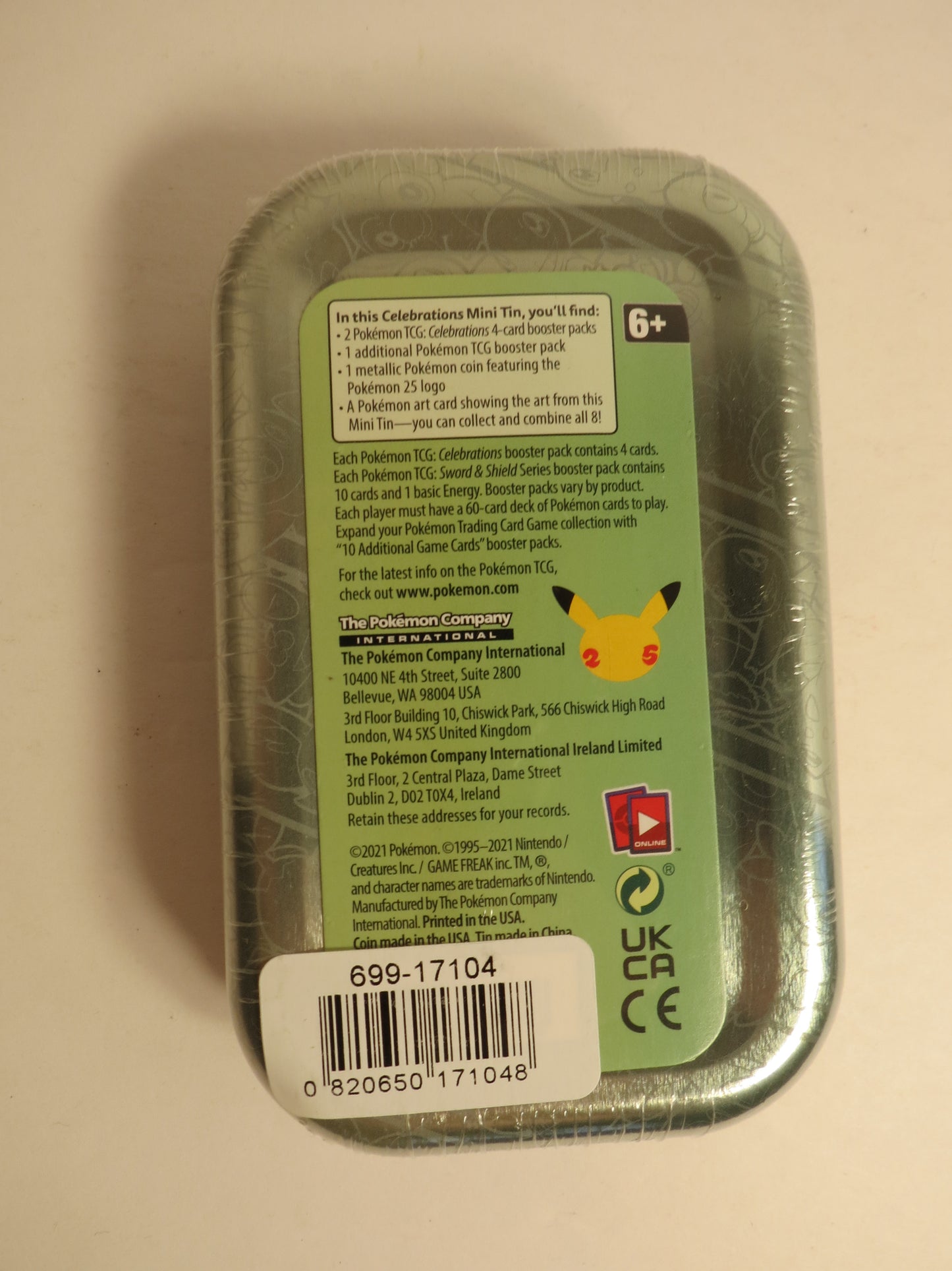 Celebrations Pokemon Mini Tin Sealed