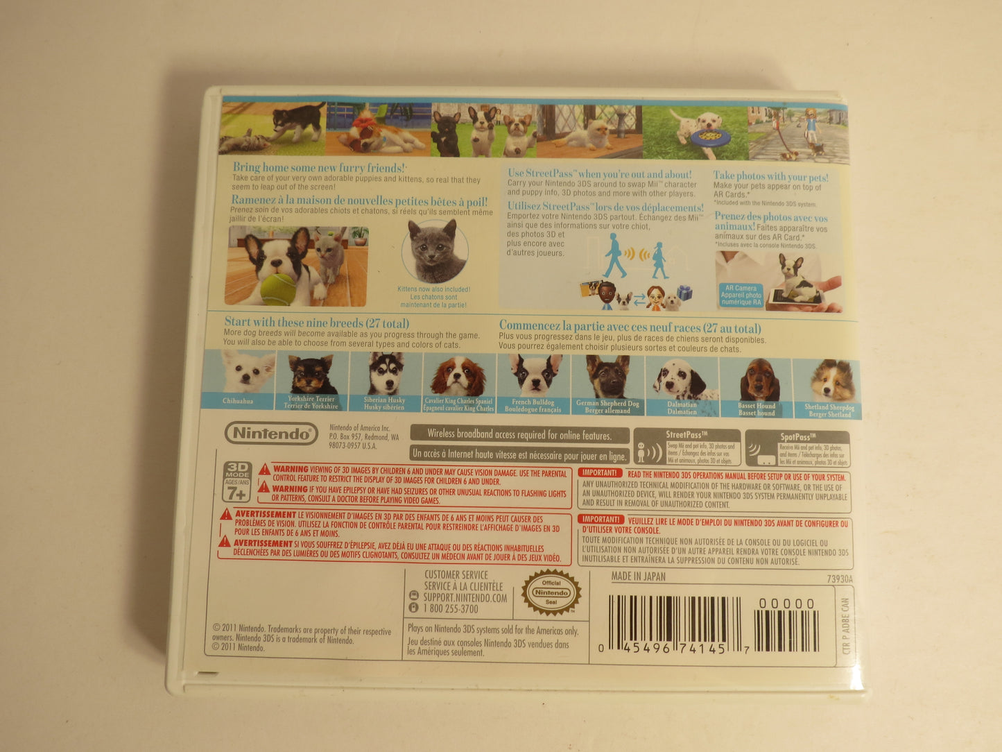 Nintendogs + Cats French Bulldog & New Friends Nintendo 3DS Game CIB