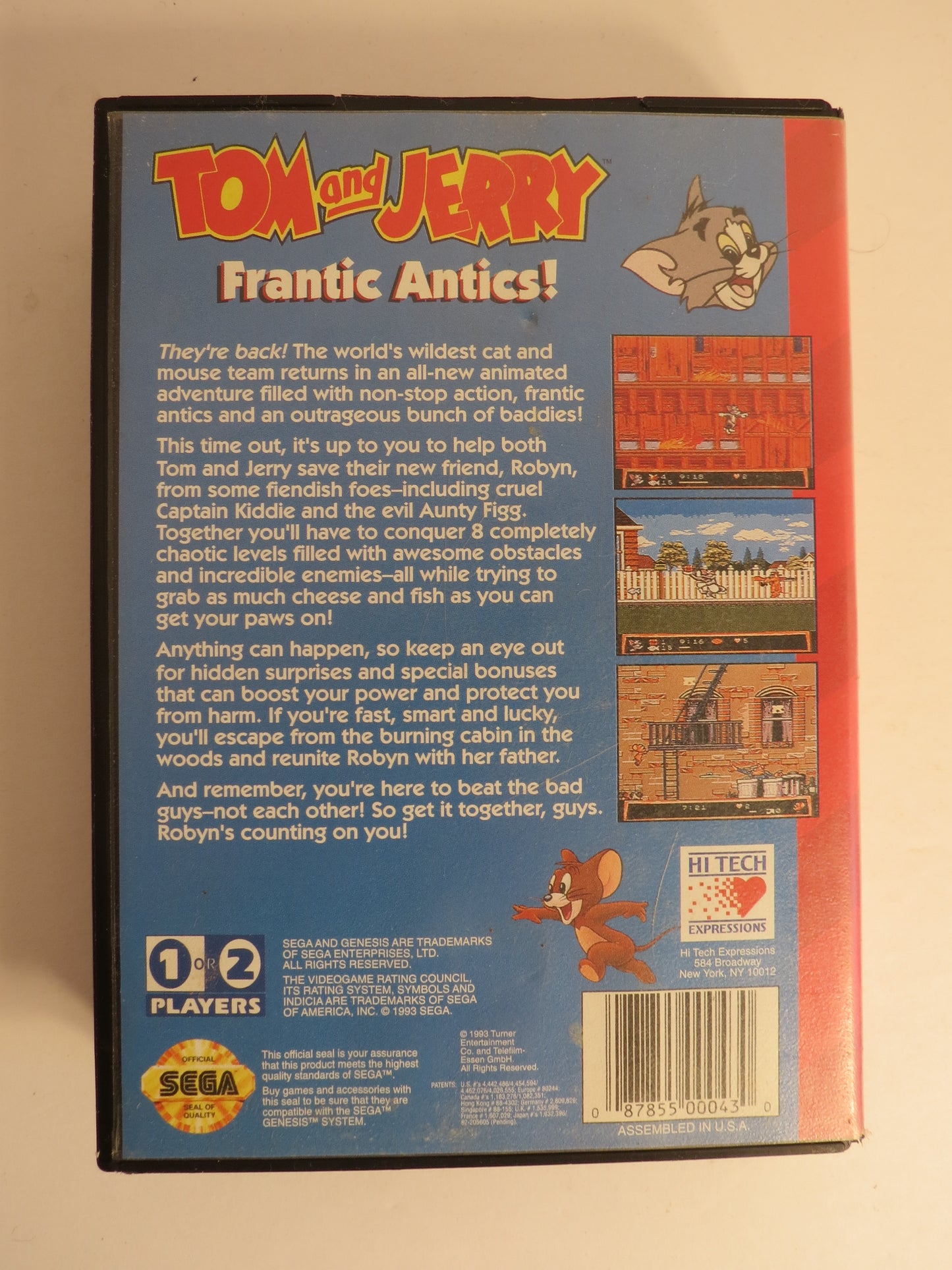 Tom and Jerry Frantic Antics! Sega Genesis Game CIB