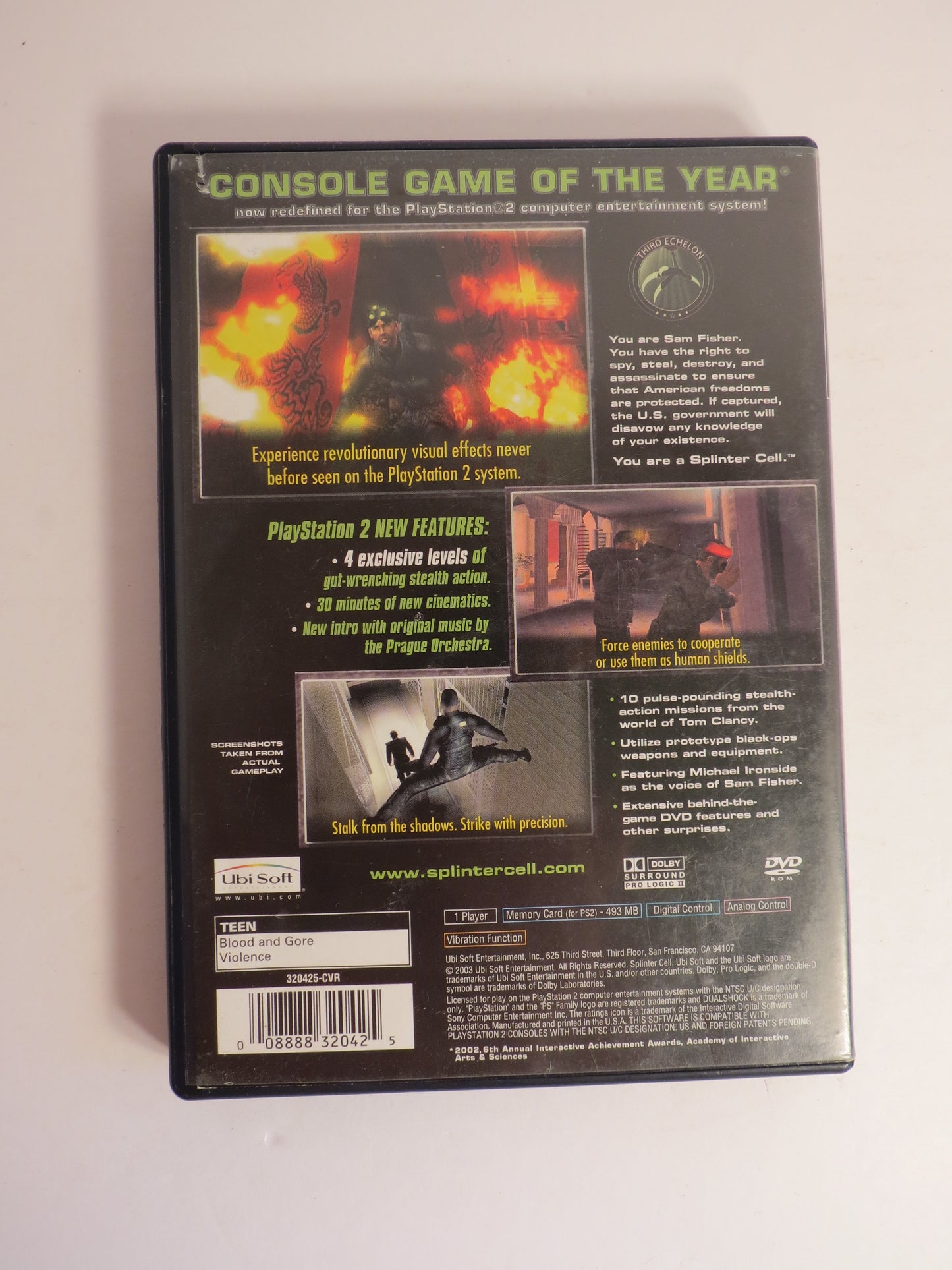 Splinter Cell Playstation 2 PS2 Game CIB