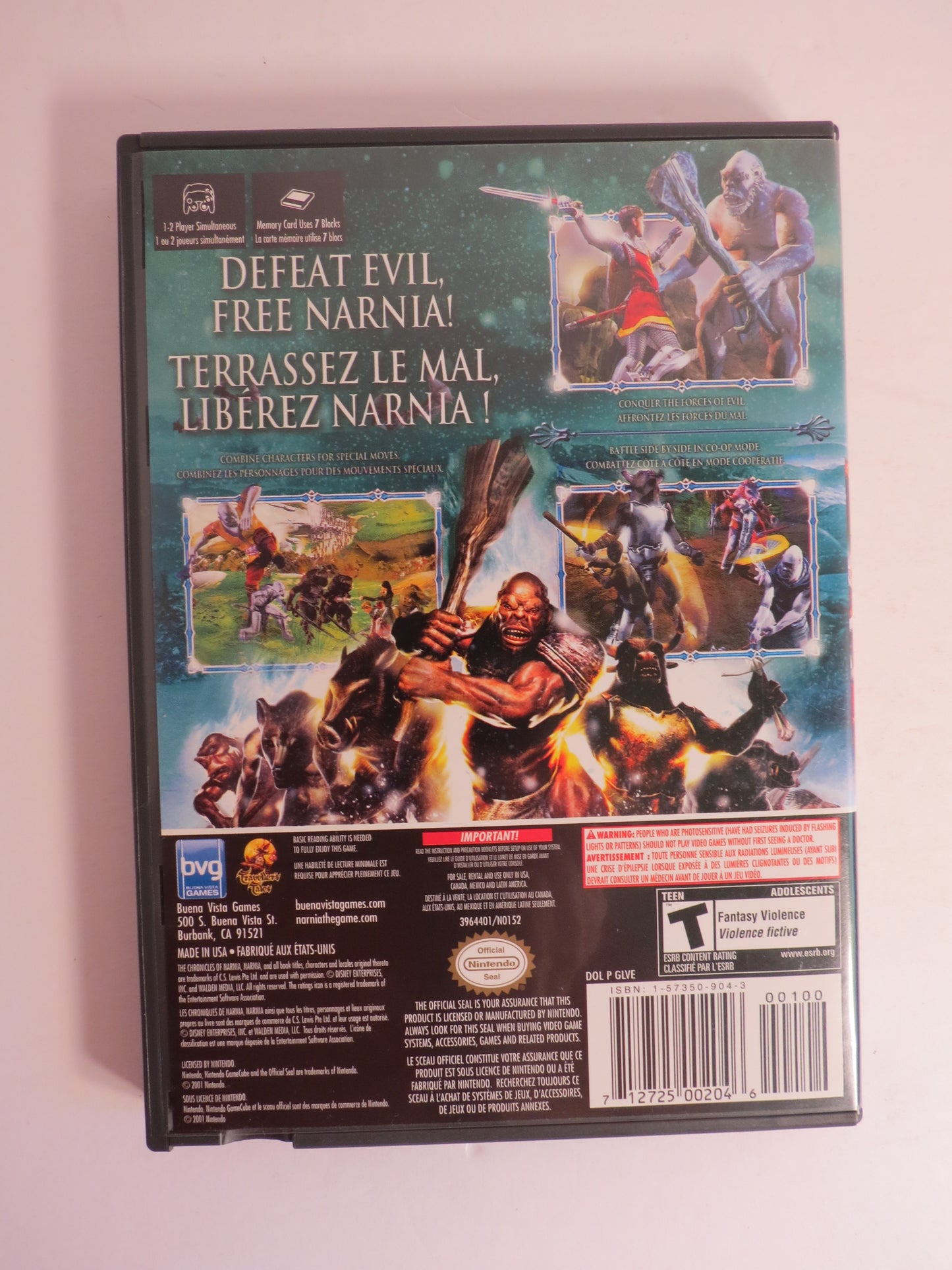 The Chronicles of Narnia Nintendo Gamecube Game CIB