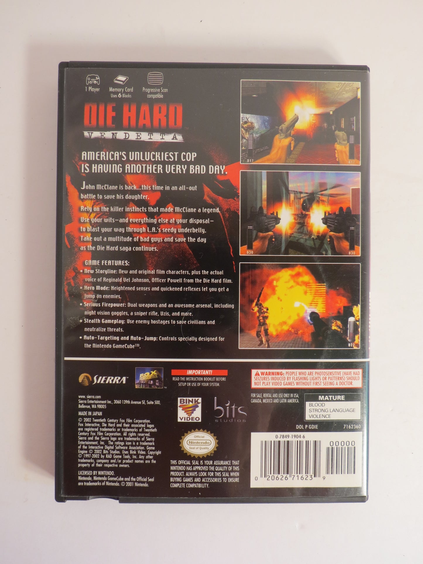 Die Hard Vendetta Nintendo Gamecube Game CIB