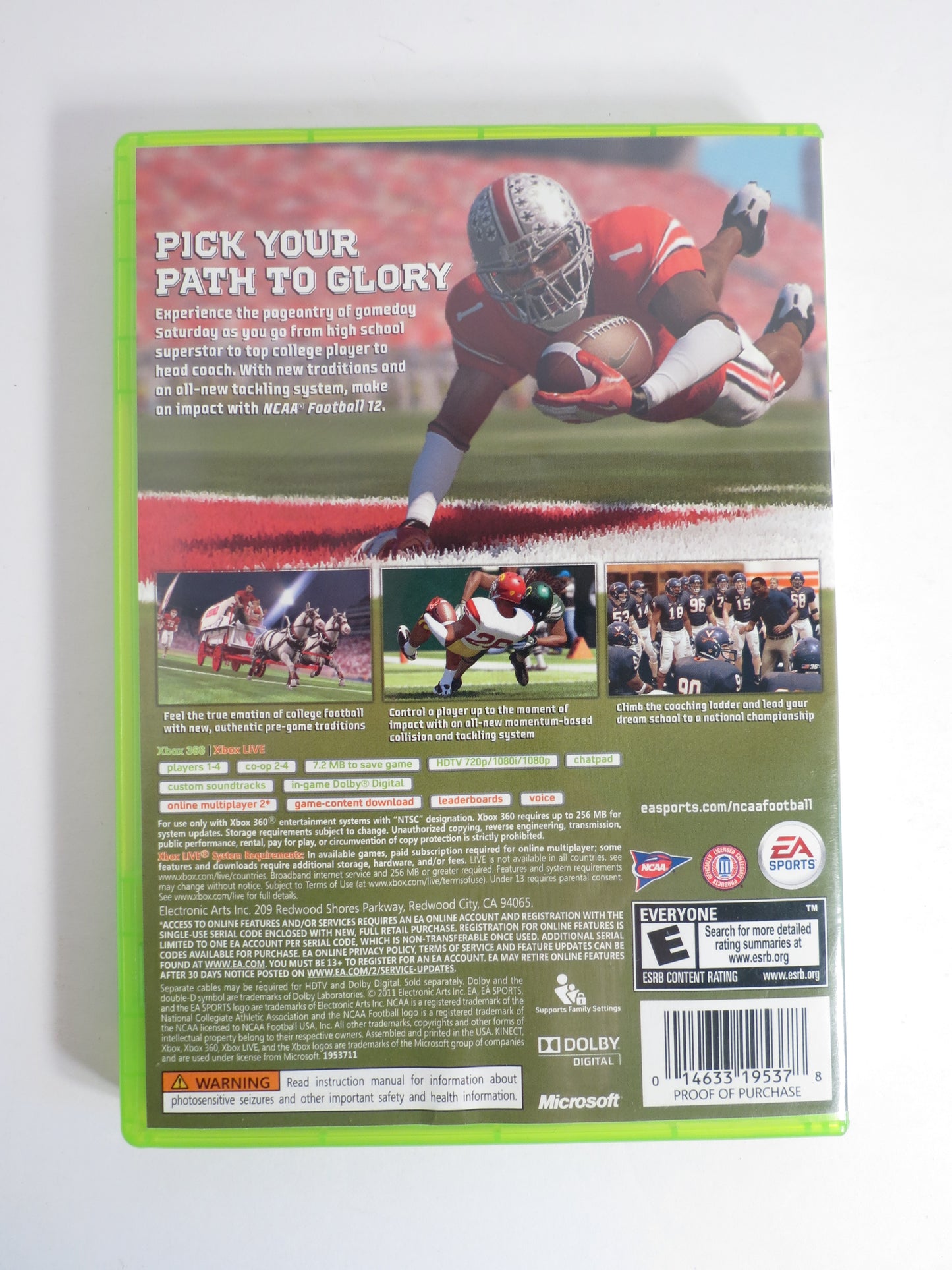 NCAA Football 12 Xbox 360 Game CB