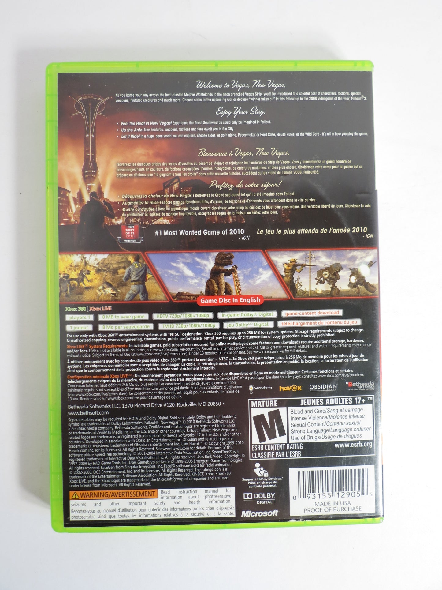 Fallout New Vegas Xbox 360 Game CB