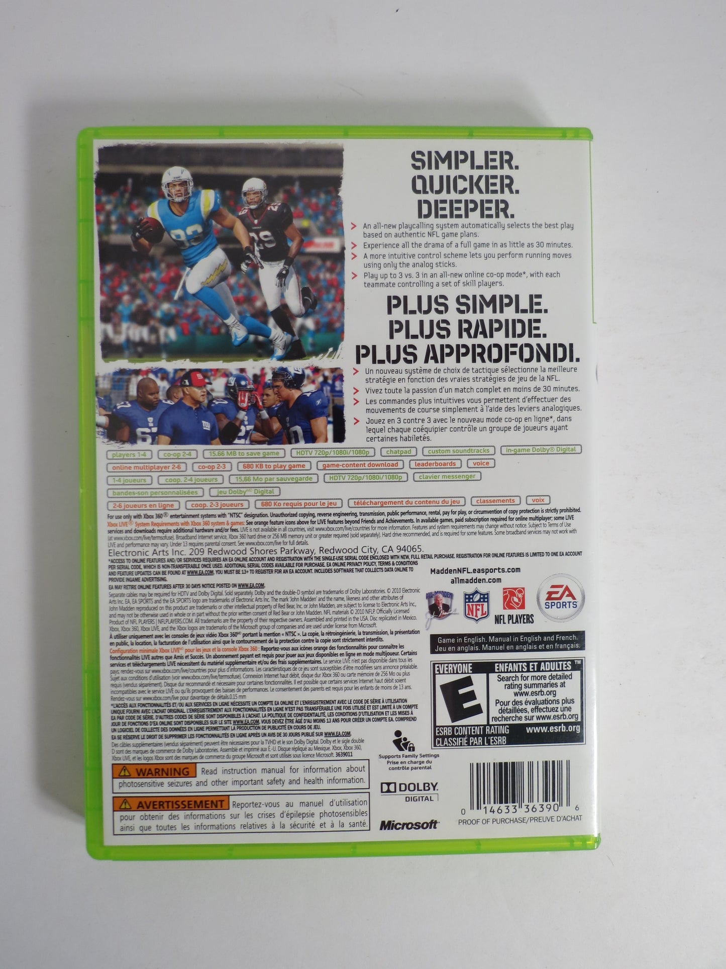 Madden NFL 11 Xbox 360 Game CIB