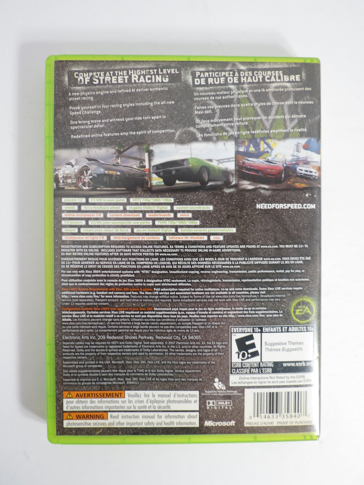 Need for Speed Pro Street Xbox 360 Game CIB