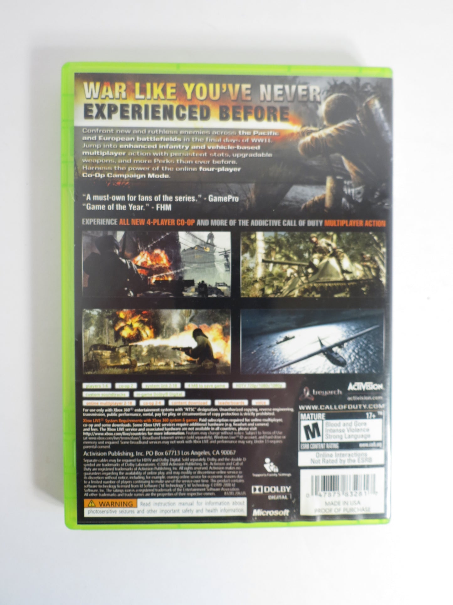 Call of Duty World at War Xbox 360 Game CIB