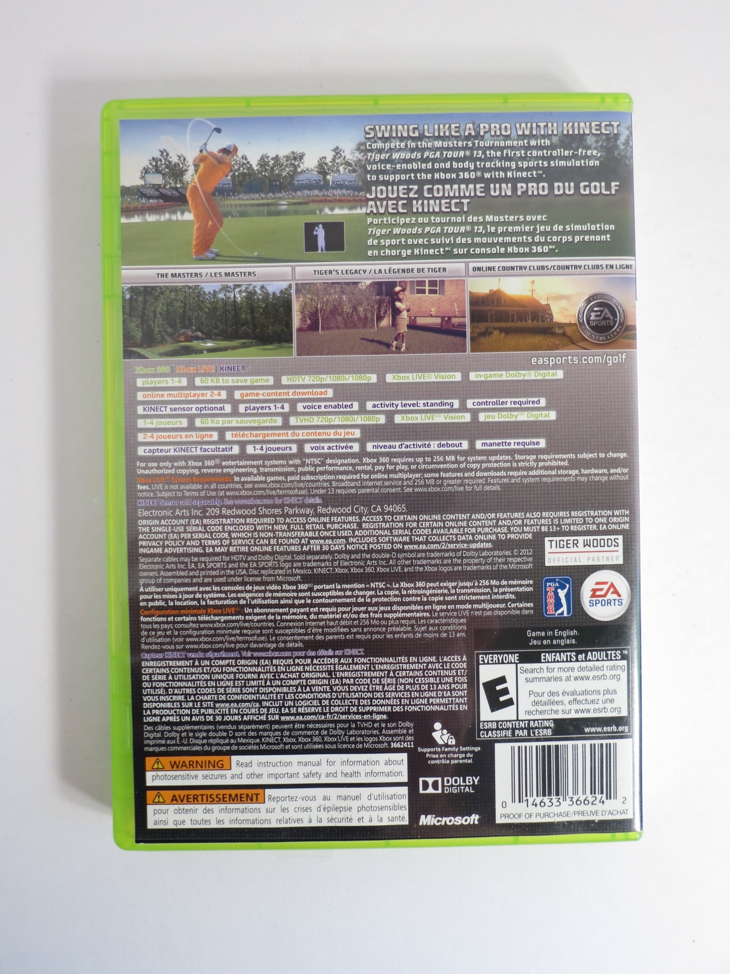 Tiger Woods PGA Tour 13 Xbox 360 Game CB