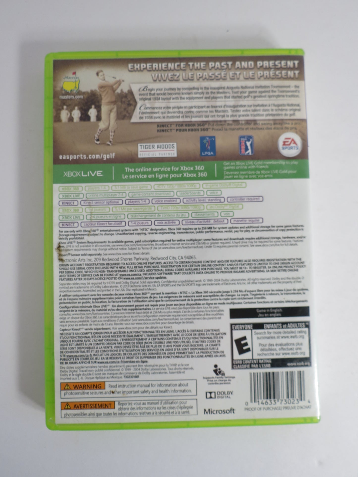 Tiger Woods PGA Tour 14 Masters Historic Edition Xbox 360 Game CB