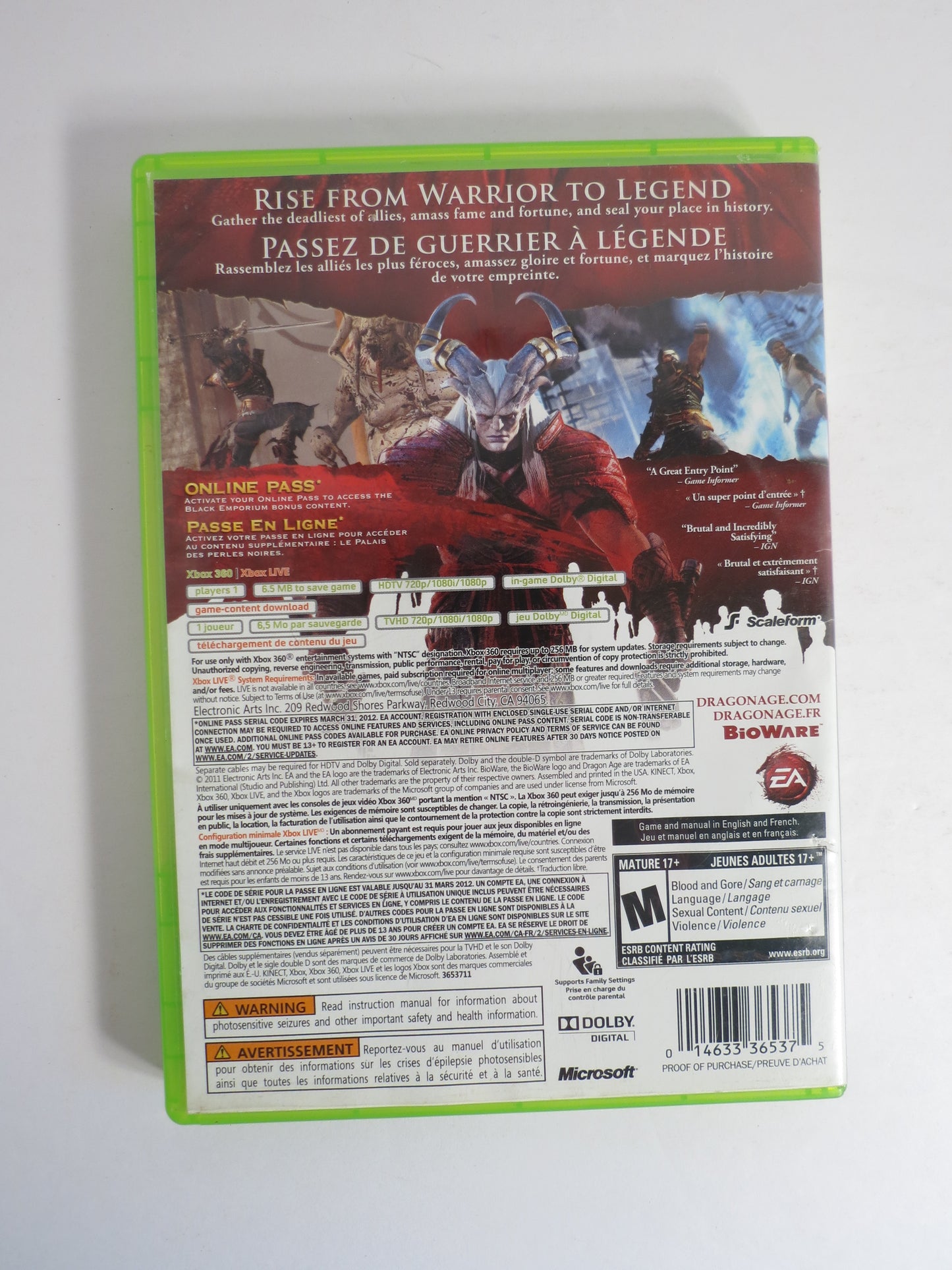 Dragon Age II Xbox 360 Game CIB