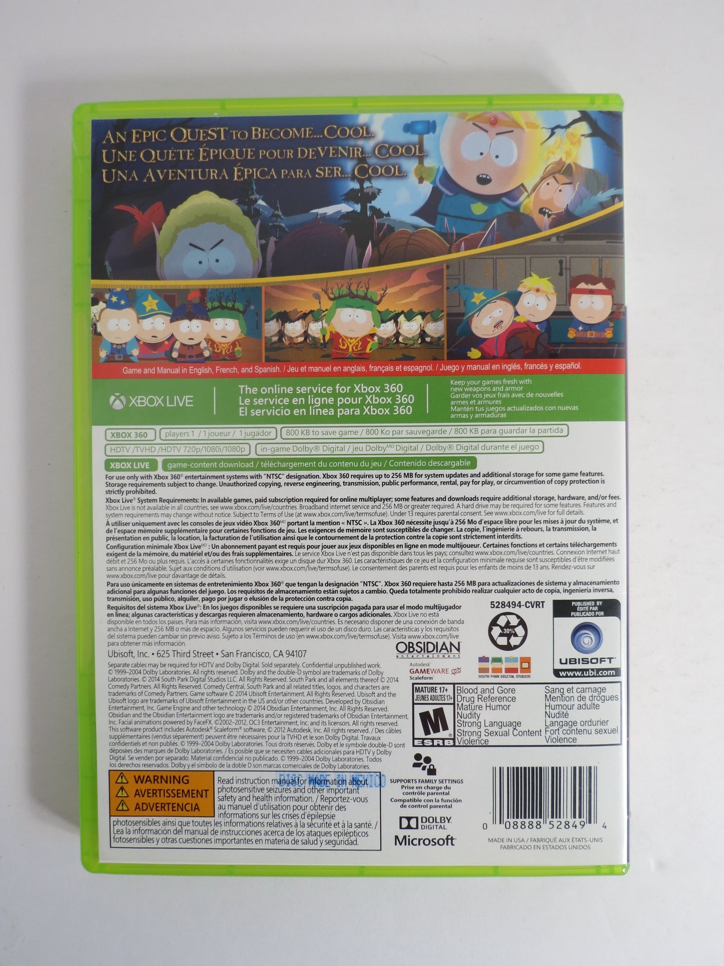 South Park the Stick of Truth Signature Edition Xbox 360 Game CIB