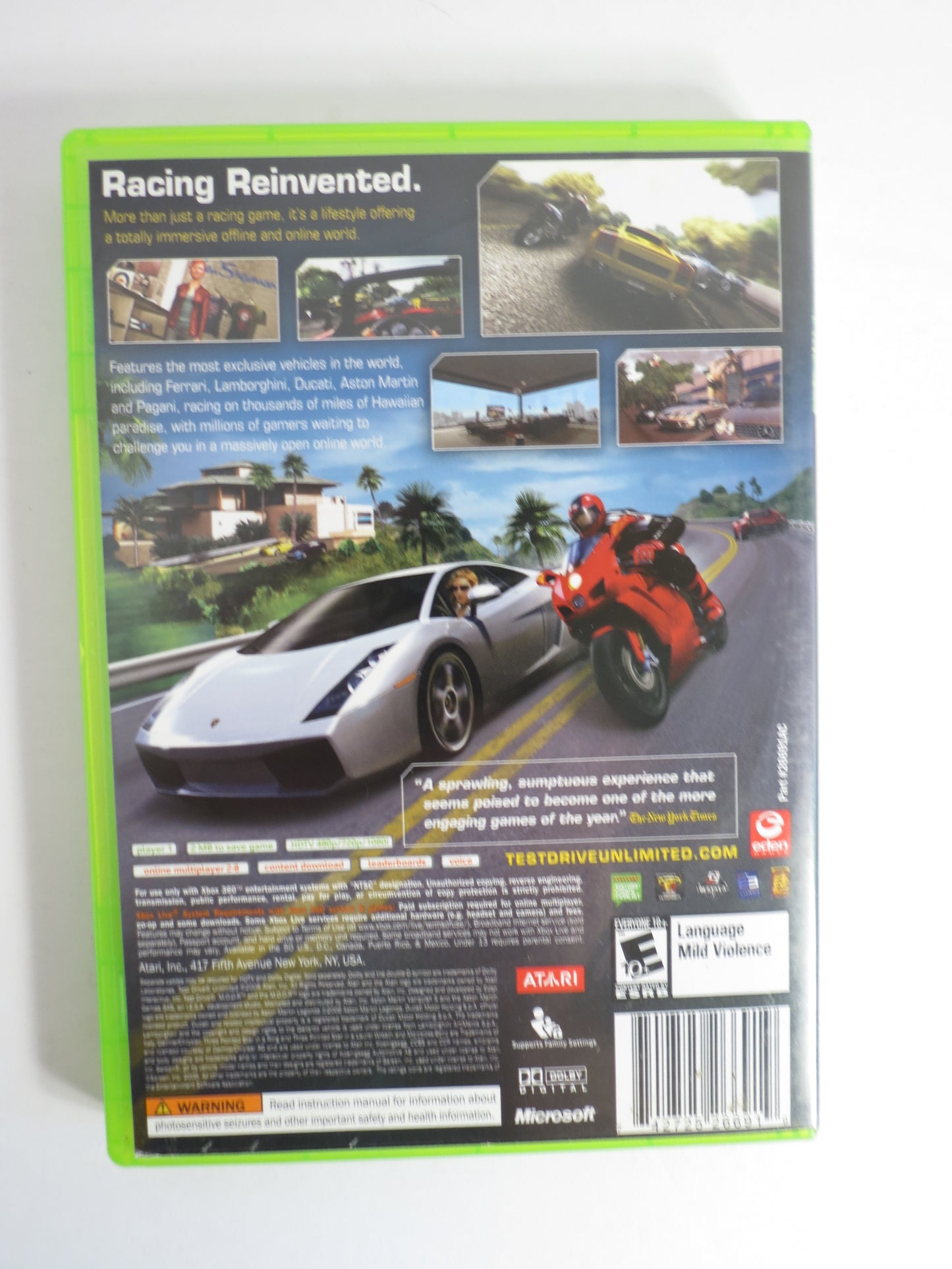 Test Drive Unlimited Xbox 360 Game CB