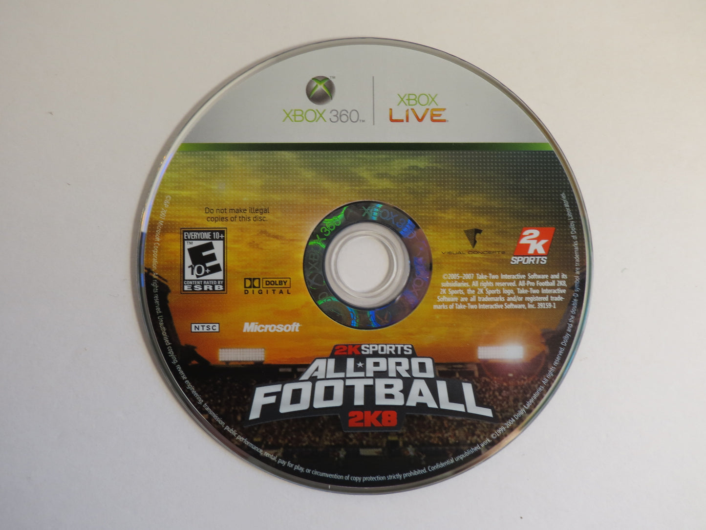All Pro Football 2K8 Xbox 360 Game CIB