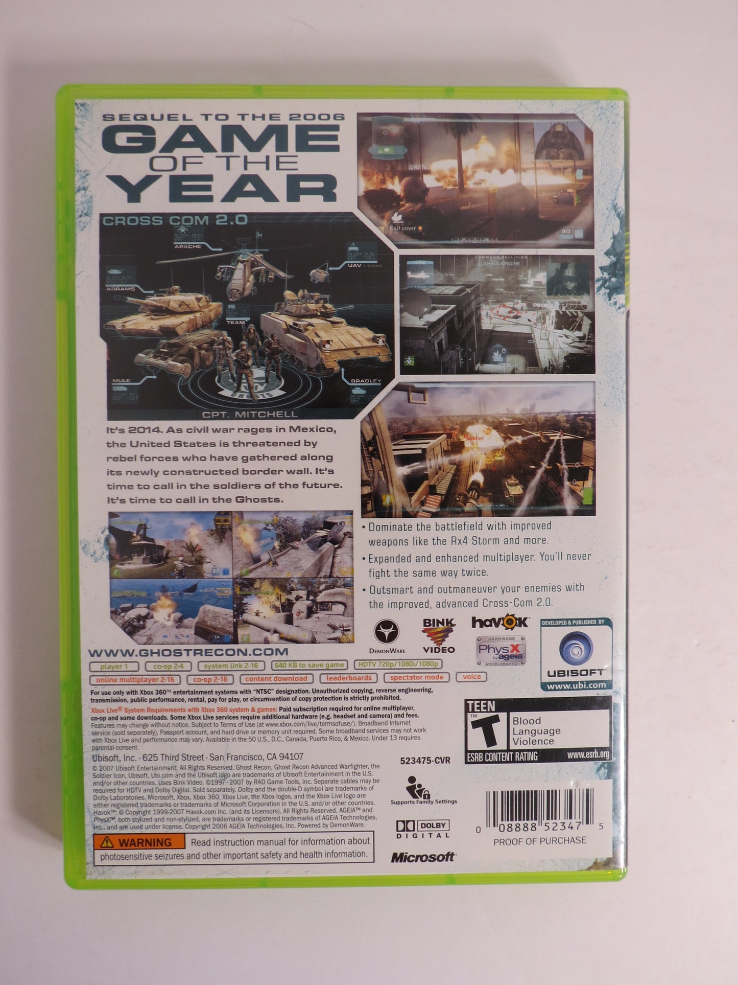 Ghost Recon Advanced Warfighter 2 Xbox 360 Game CB