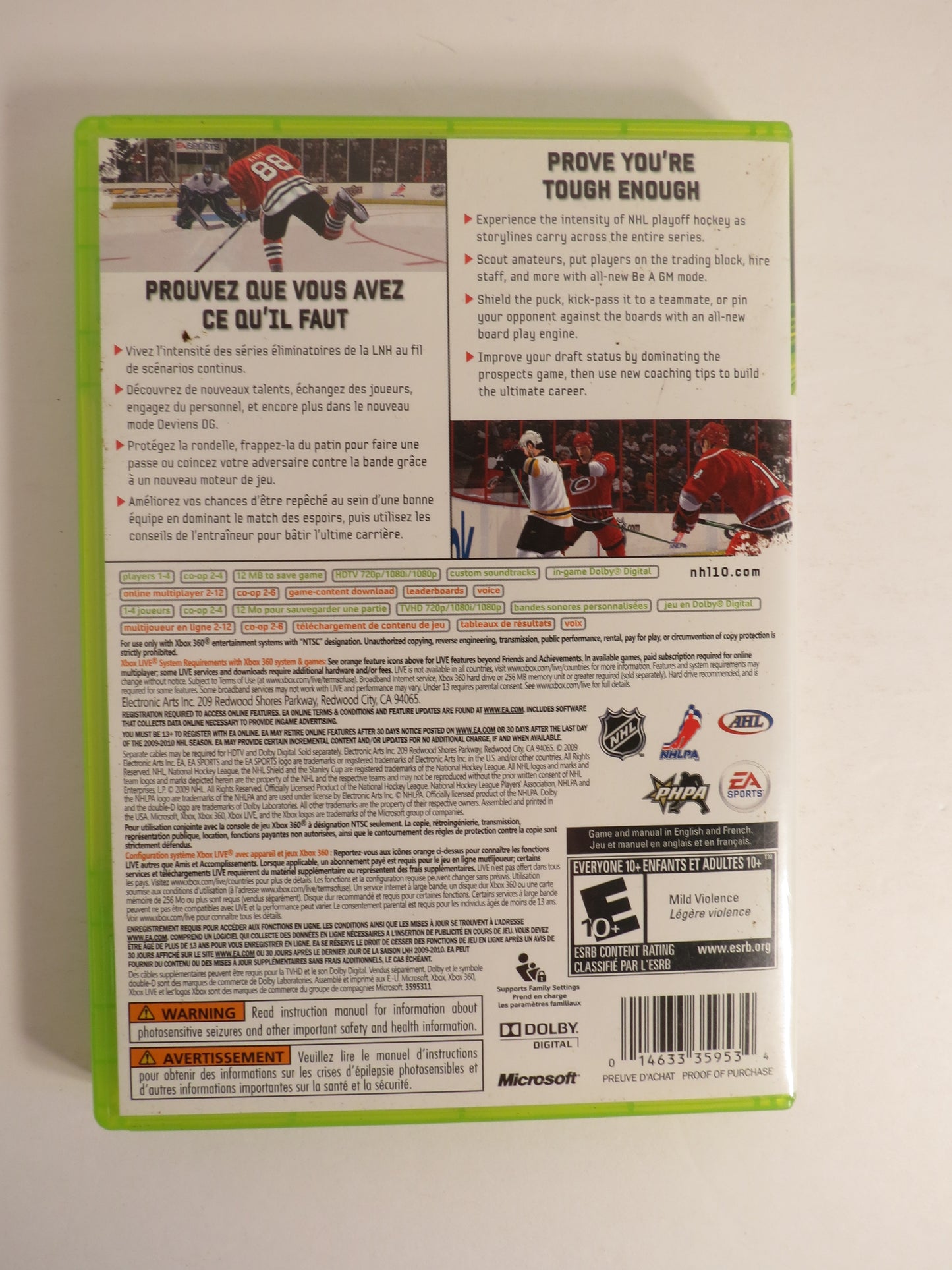 NHL 10 Xbox 360 Game CIB