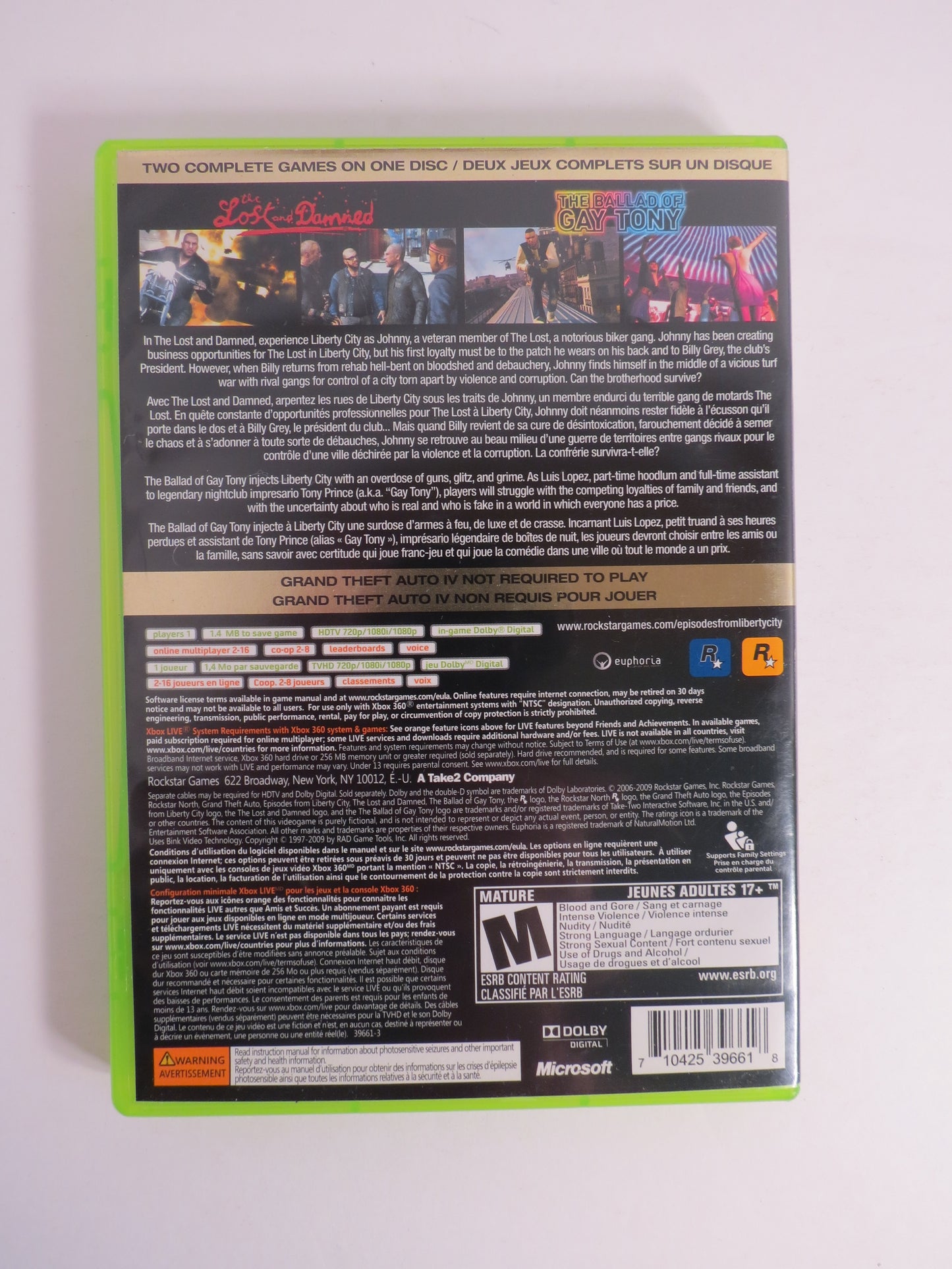 Grand Theft Auto Episodes from Liberty City GTA Xbox 360 Game CB